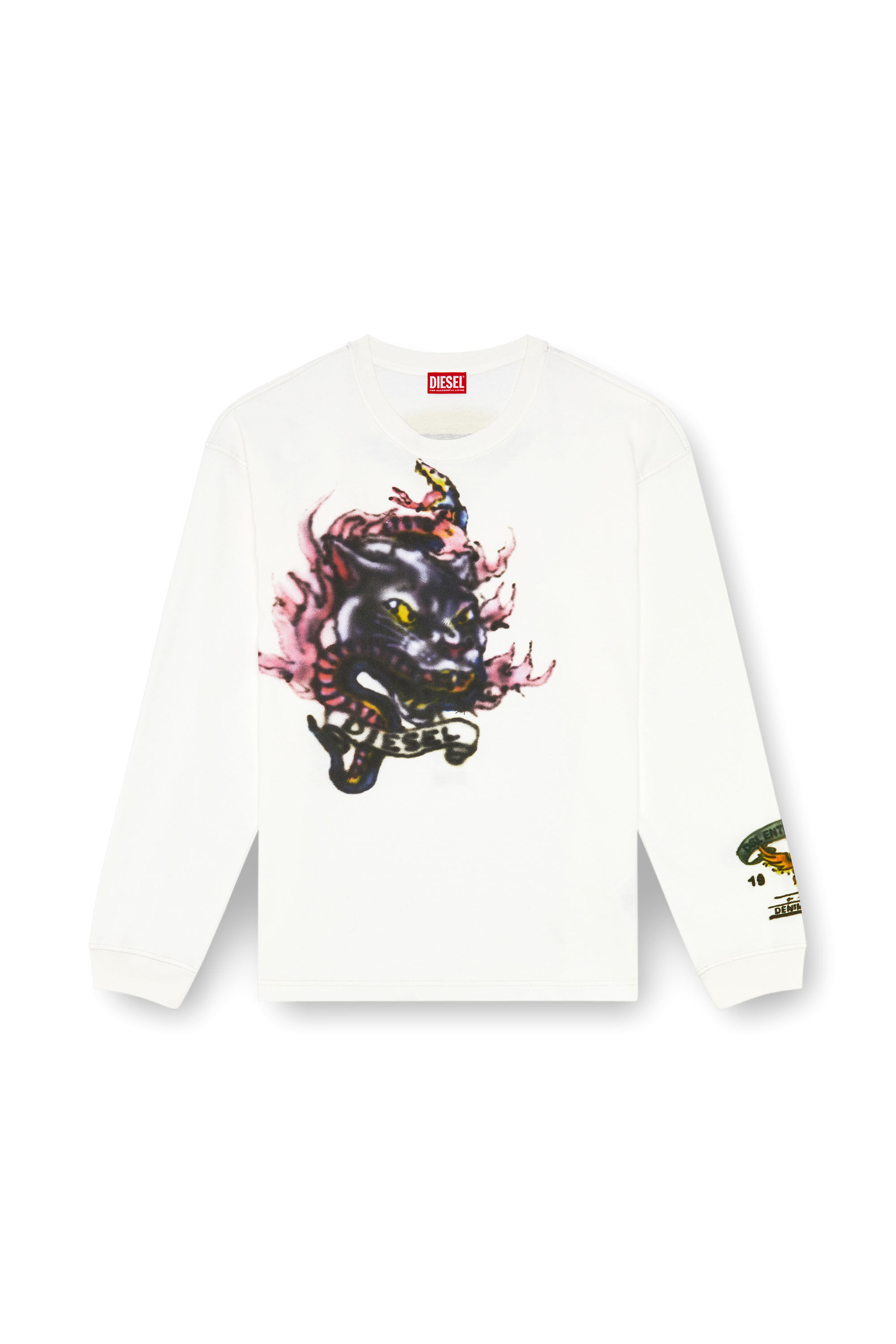 Men's Long-sleeve T-shirt with blurry prints | White | Diesel