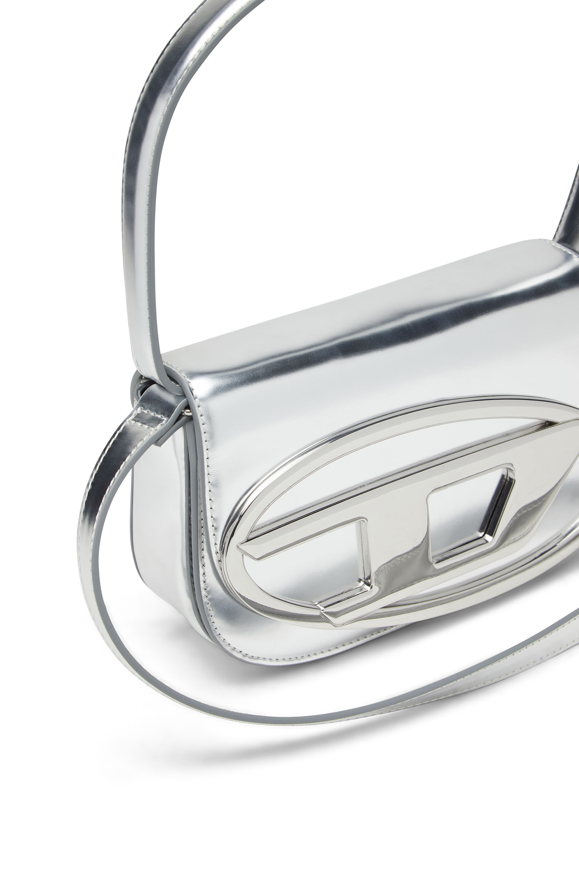 Women's 1DR-Iconic shoulder bag in mirrored leather | Silver