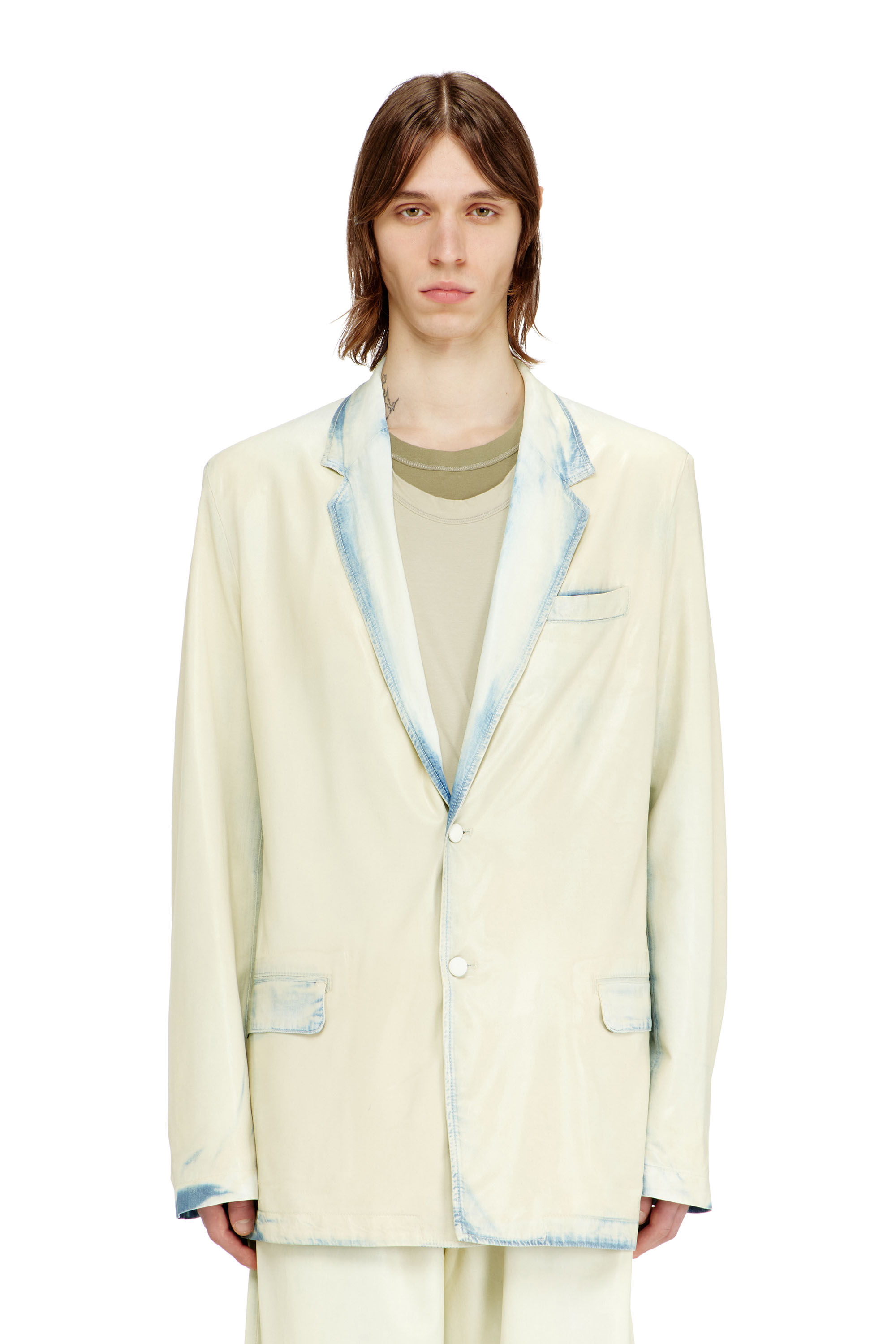 Men's Blazer in fluid X-Ray bleach denim | Blue | Diesel TR