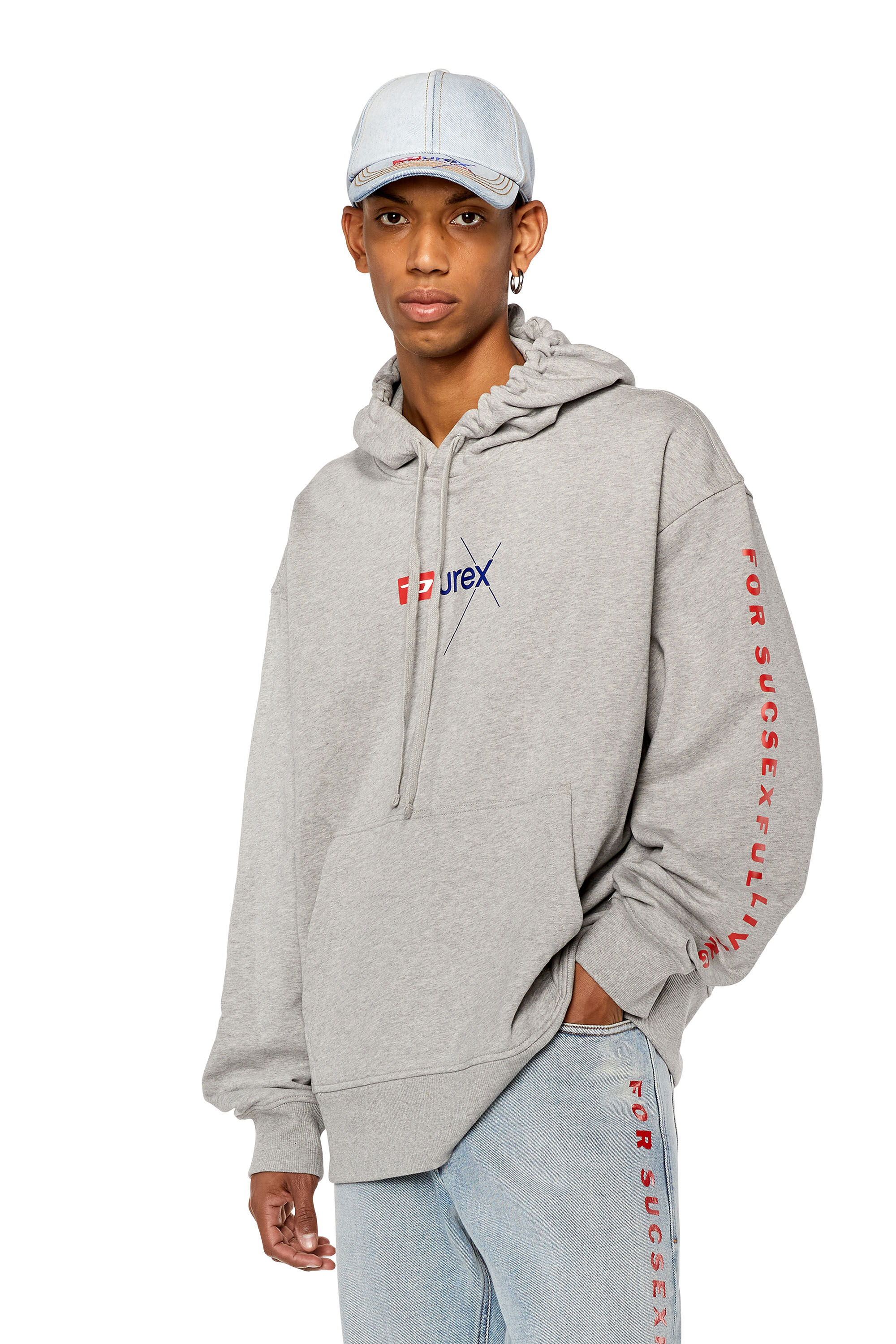 Men s M lange hoodie with Durex logo DX S MACS HOOD Diesel