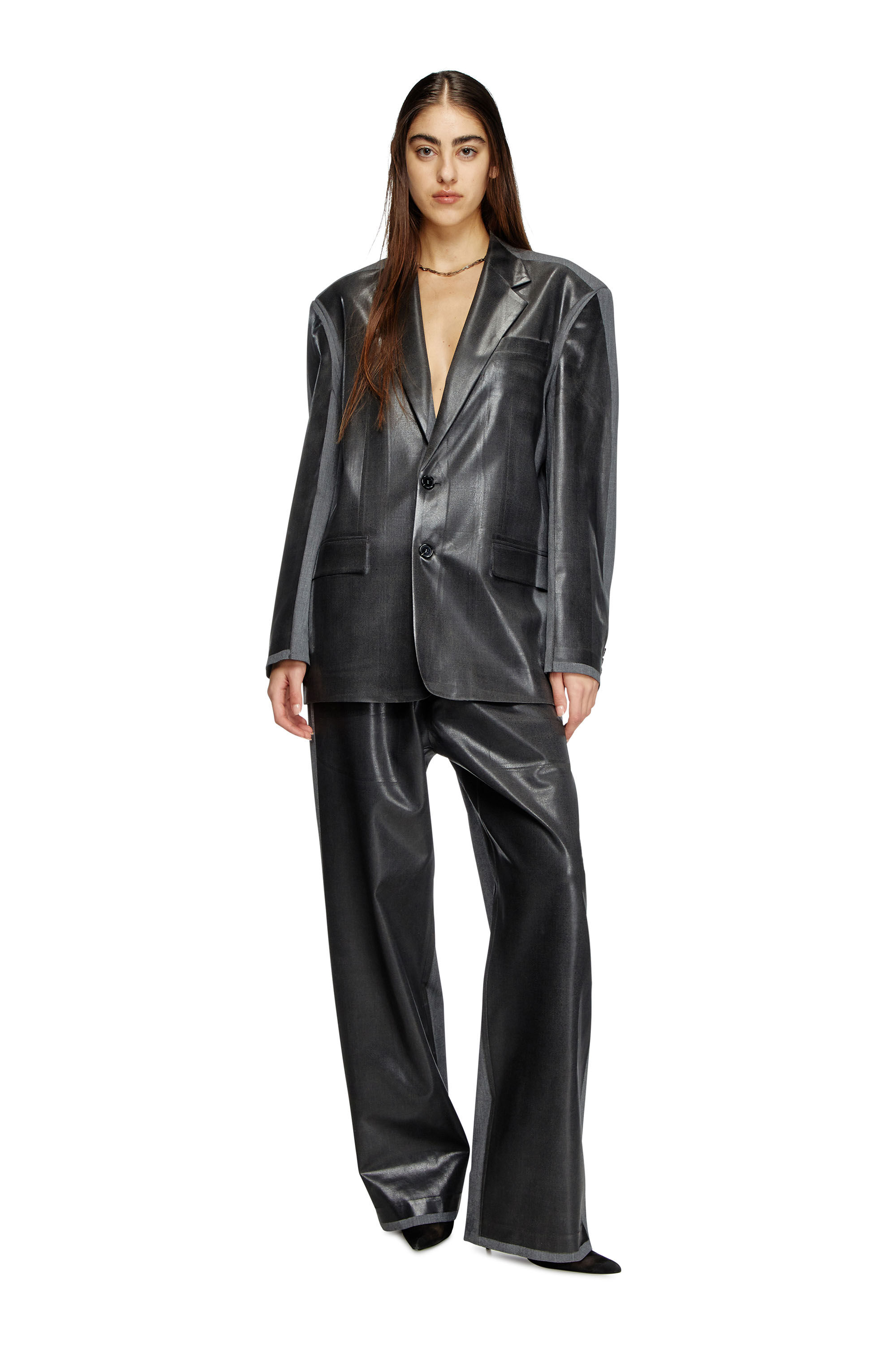 限定セール -SALE Women's Oversized blazer with coated front | Black | Diesel ジャケット・アウター