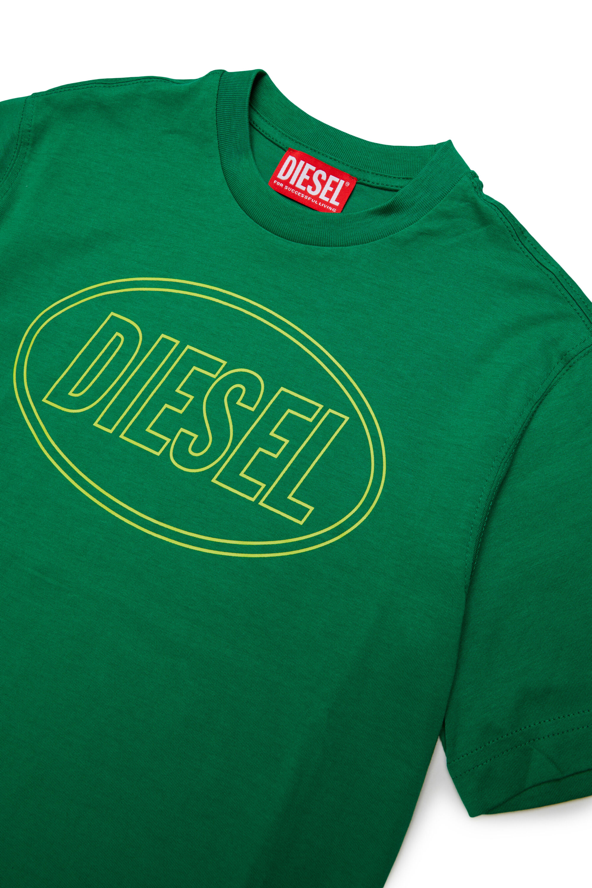 Diesel - TCIRCLE OVER, Man's Cotton T-shirt with Diesel print in Green - 3