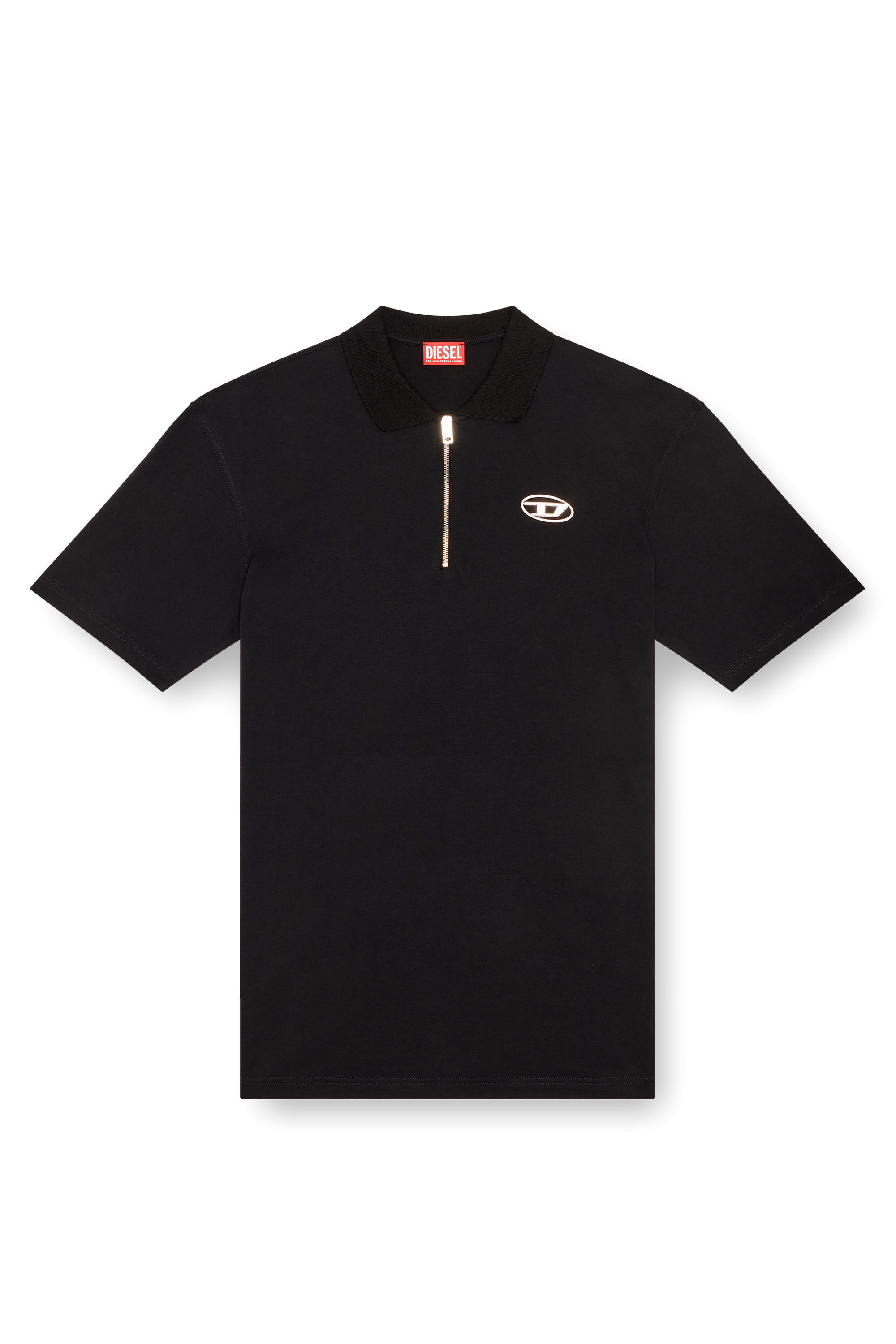 Men's Polo shirt with half zip | Black | Diesel