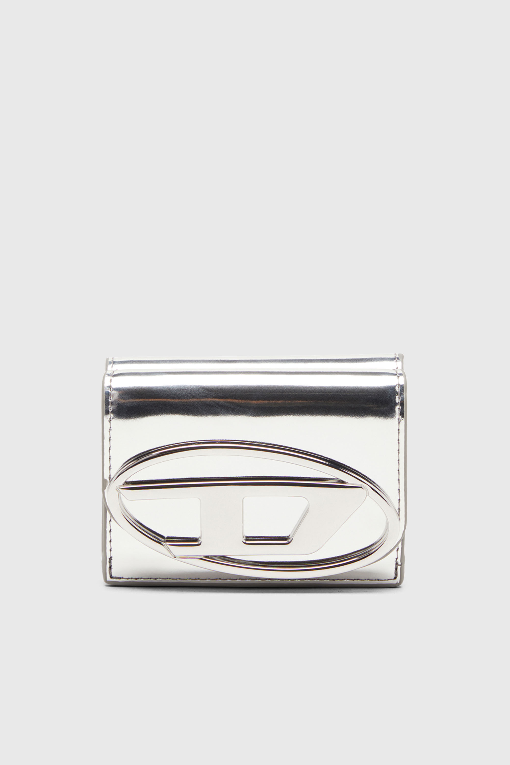 Women's Tri-fold wallet in mirrored leather | Silver | Diesel