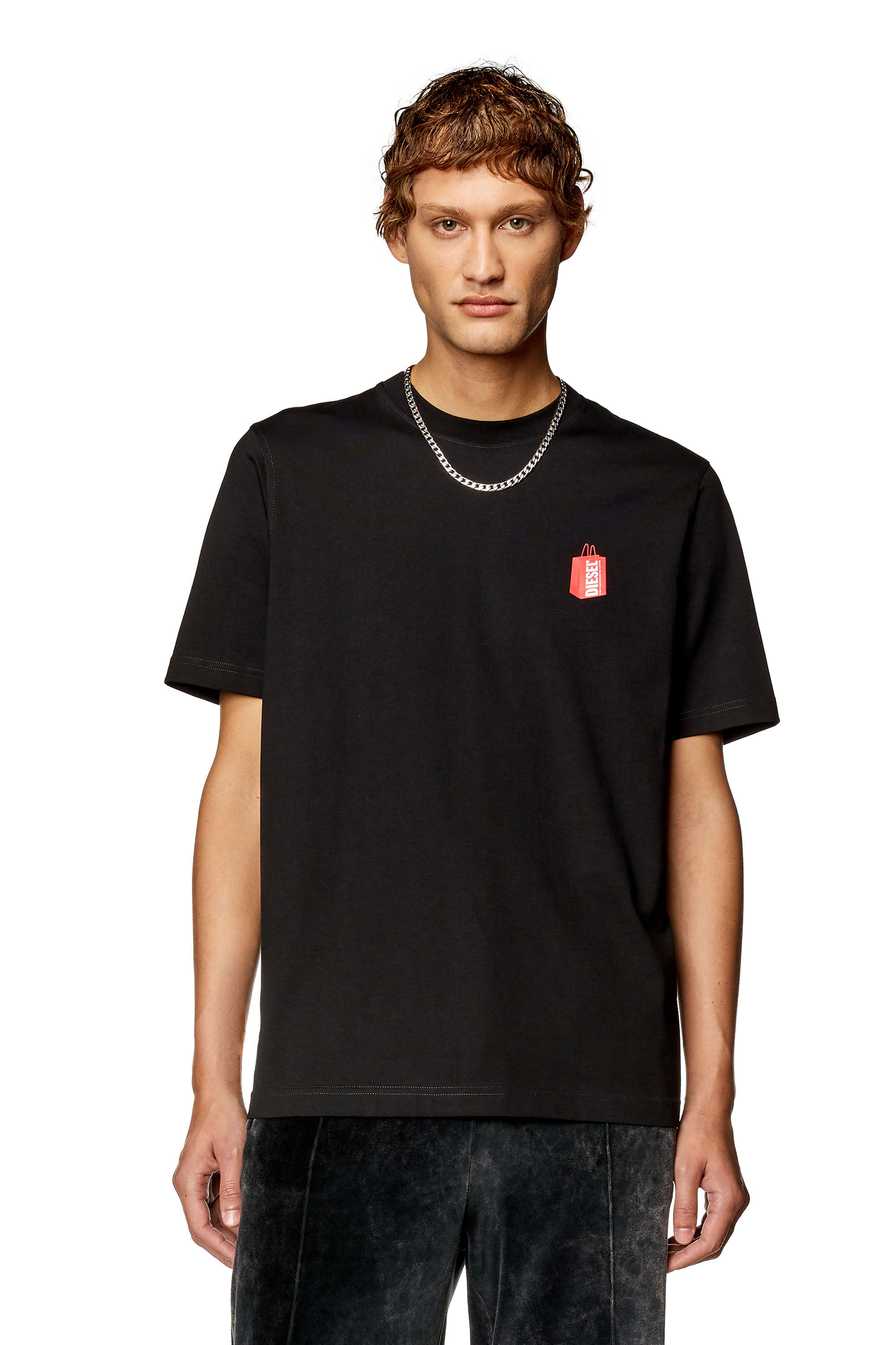 Men's T-shirt with Diesel bag print | Black | Diesel