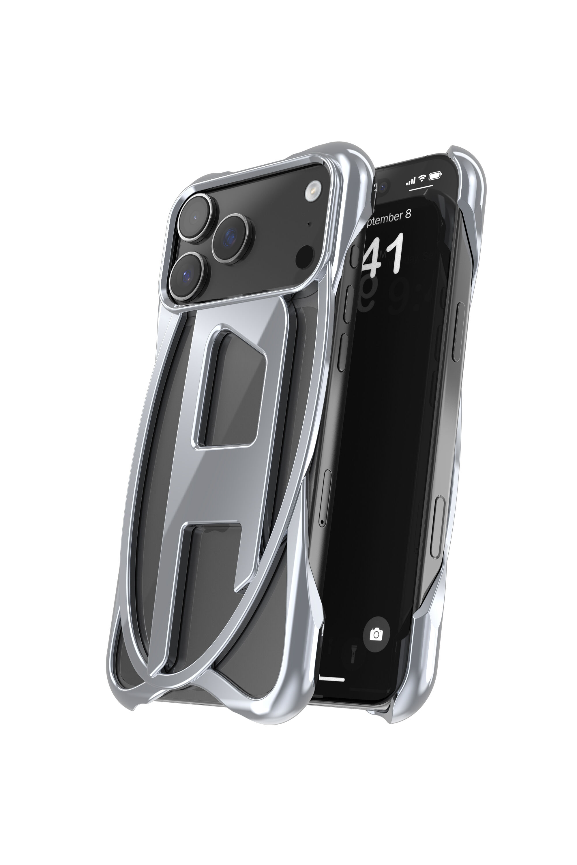 Women's Caged D glossy case for iPhone 17 Pro Max | Grey | Diesel
