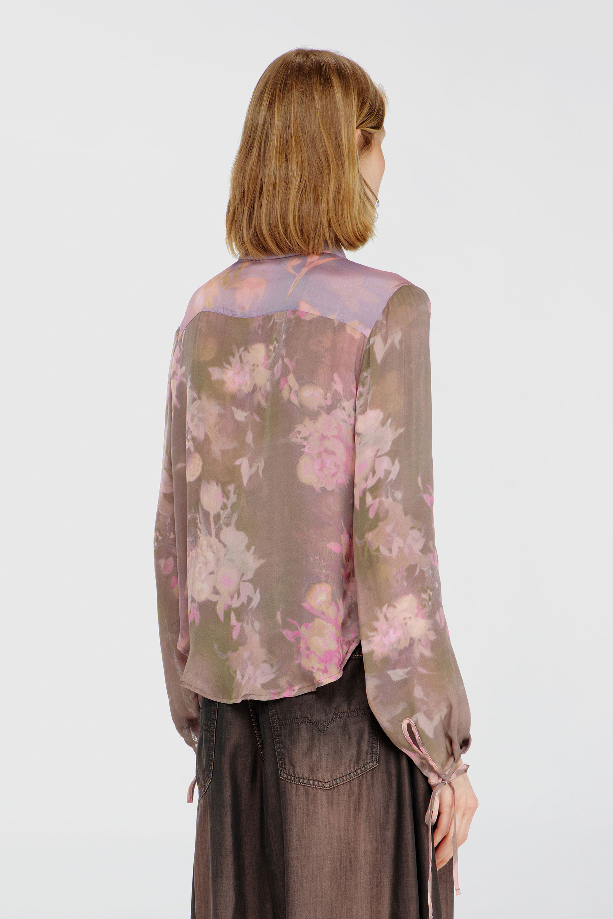Diesel - C-LEVER, Woman's Chiffon shirt with all-over floral print in Pink/Violet - 4