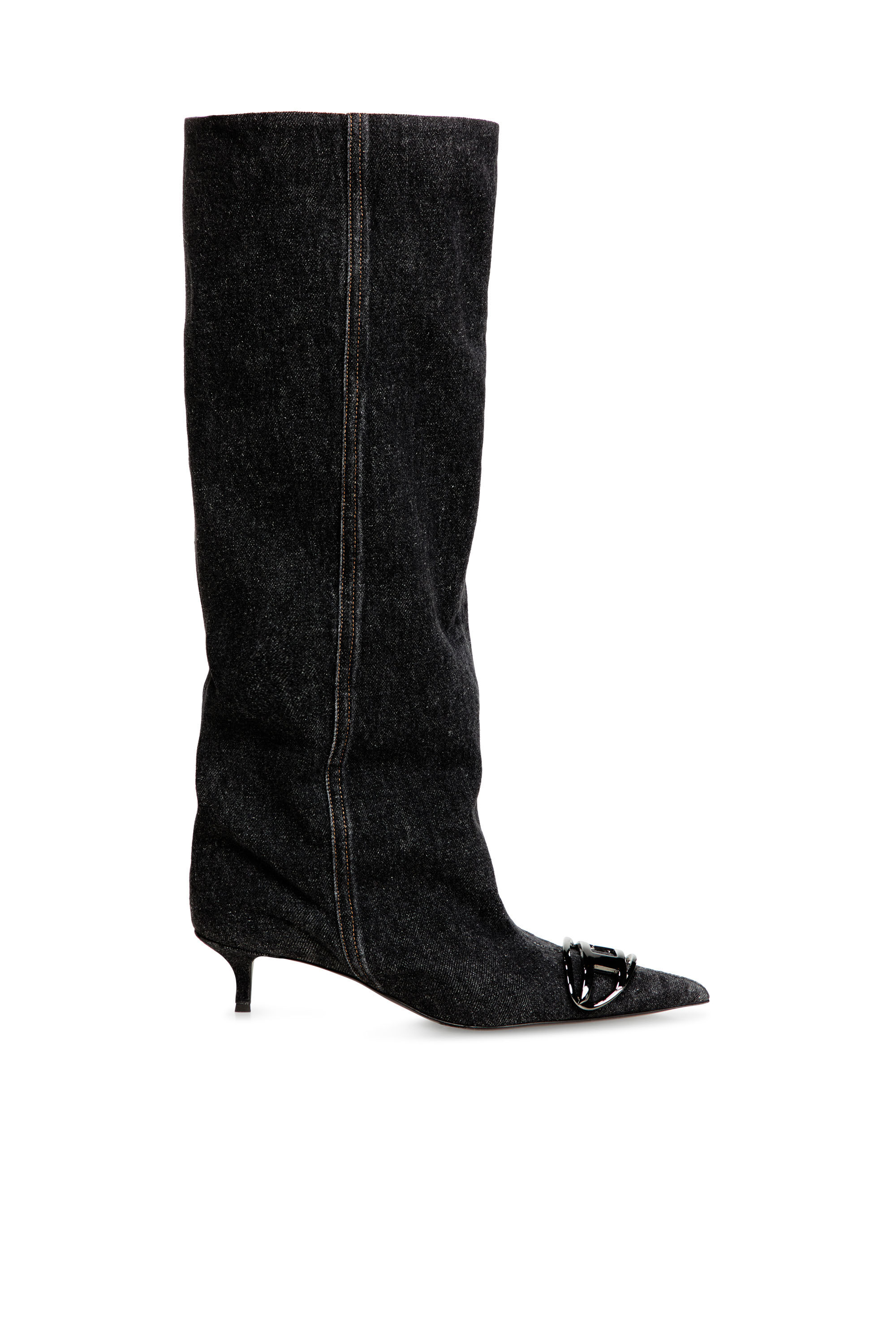 Women's D-Venus-Slouchy knee-high boot in denim | Black | Diesel