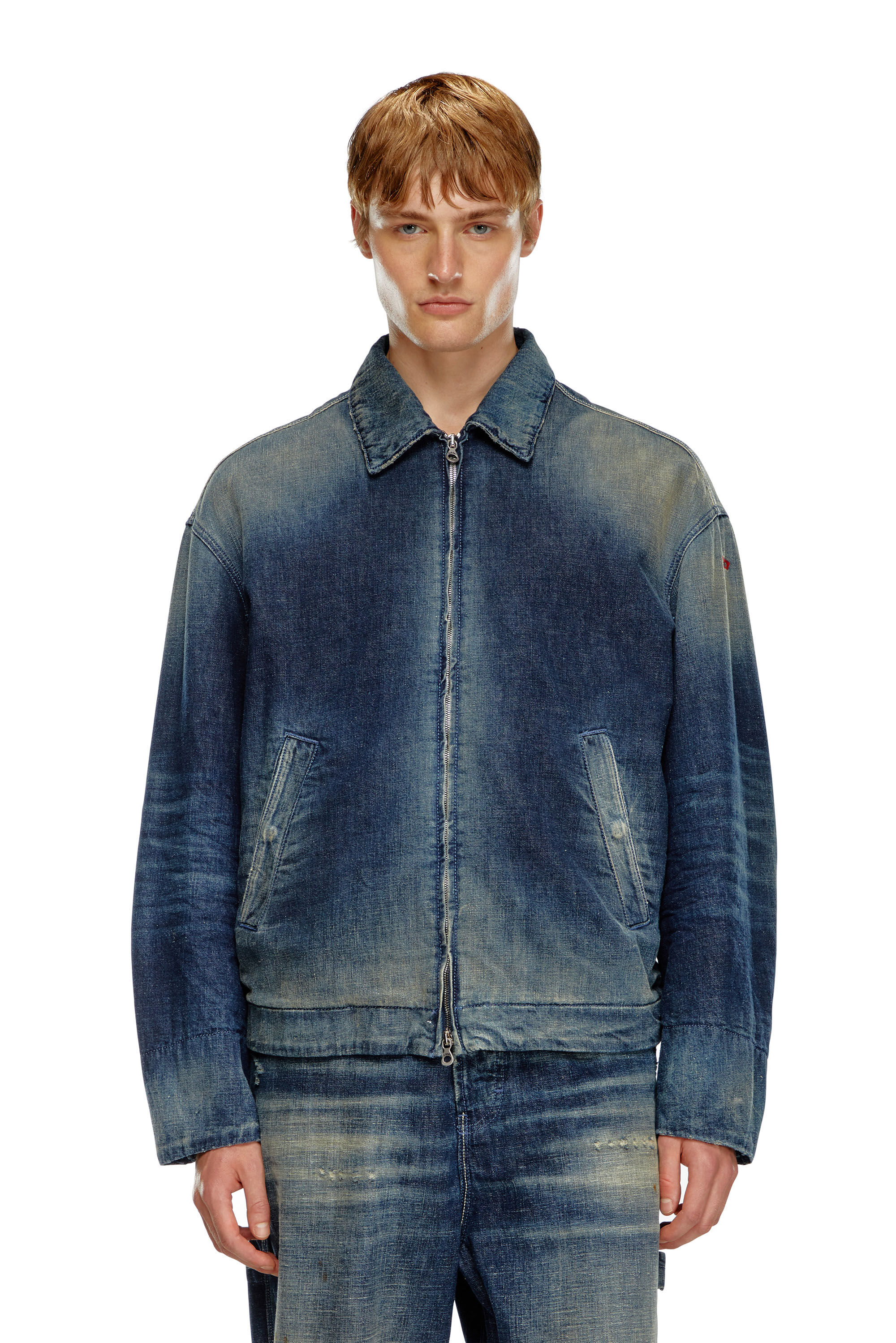 Men's Padded jacket in utility-style denim | Blue | Diesel