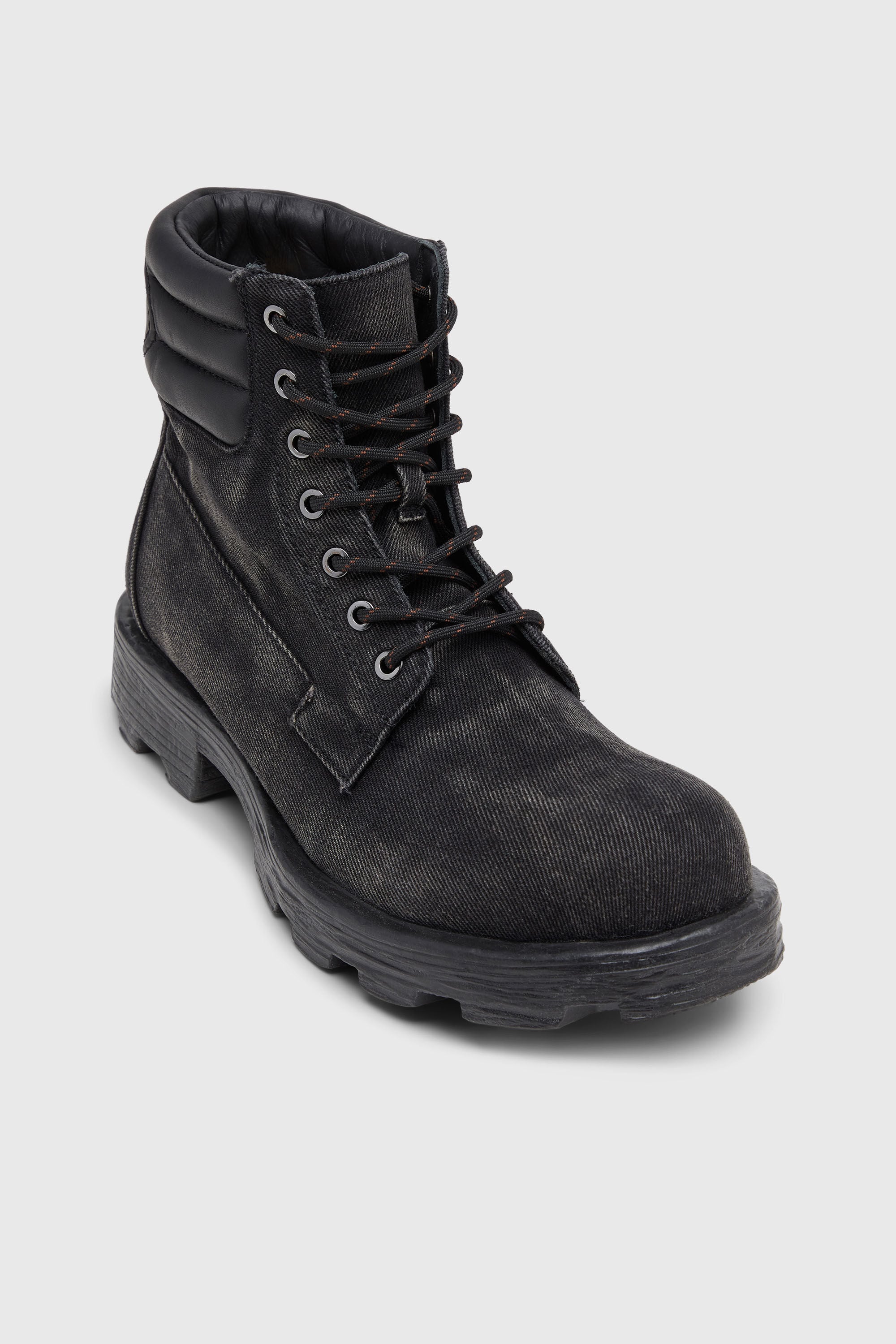 Men's D-Hammer-Combat boots in denim and leather | Black | Diesel TR
