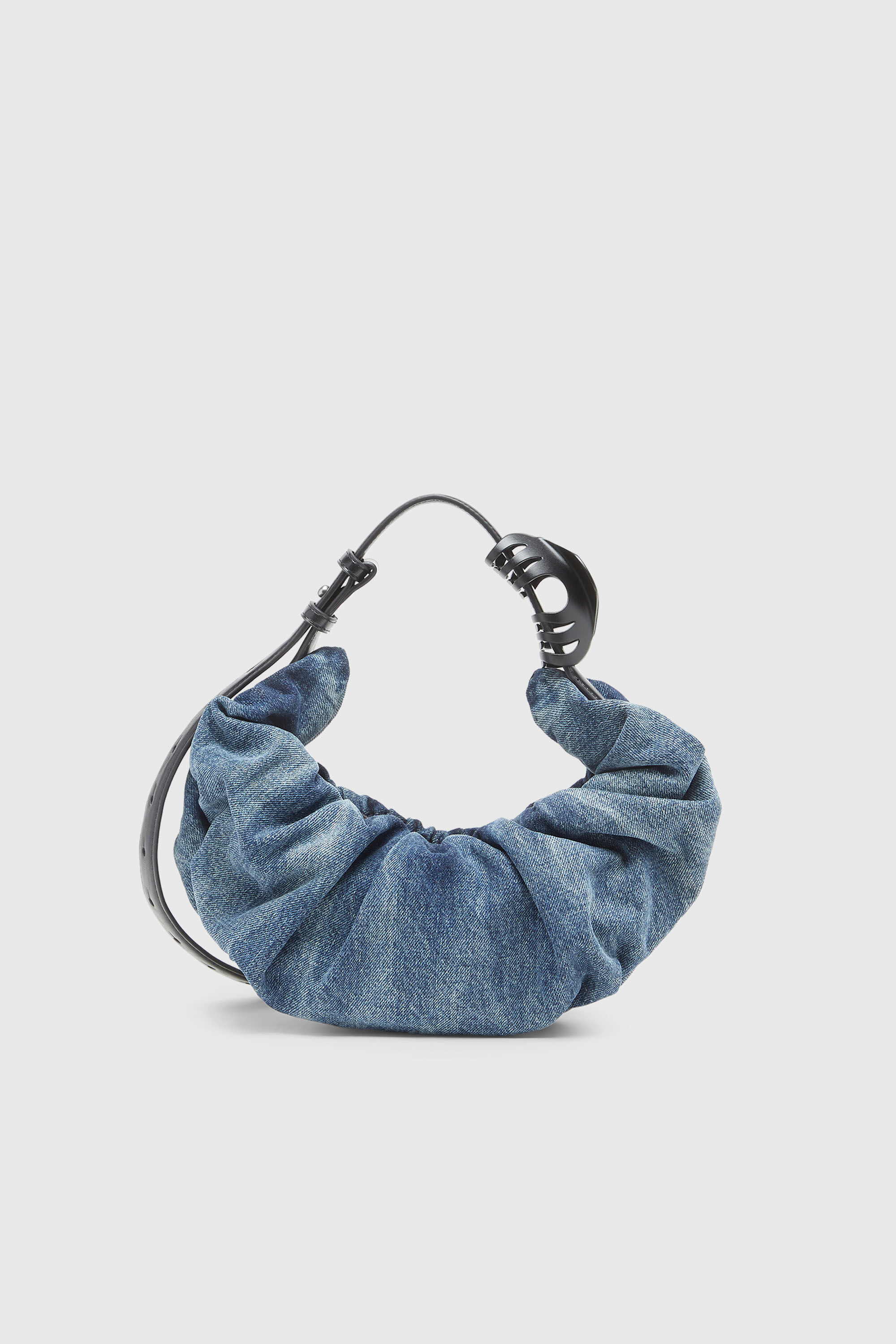 Women's Grab-D-Small scrunched hobo bag in treated denim | Blue