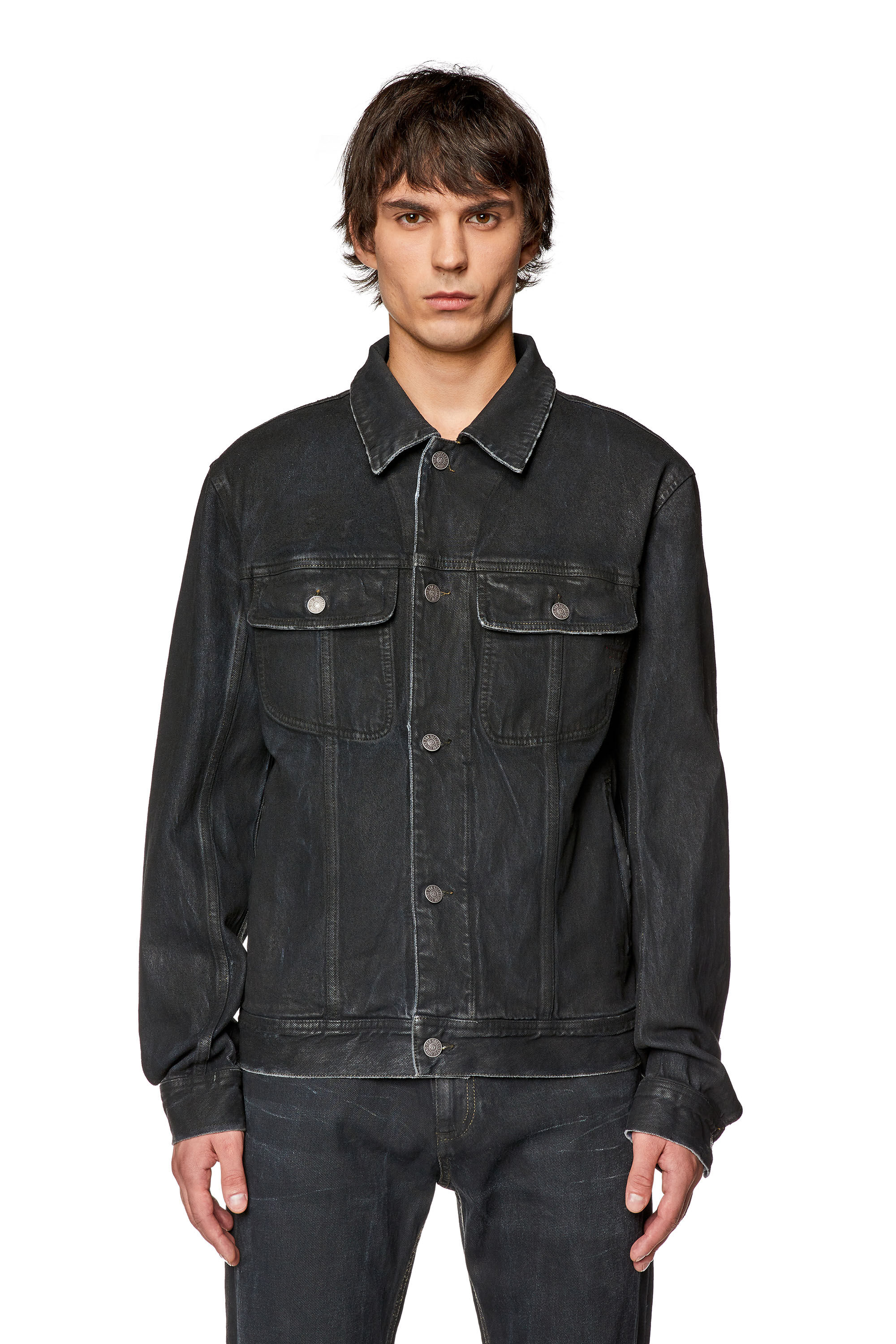 Fitted dark cheap denim jacket
