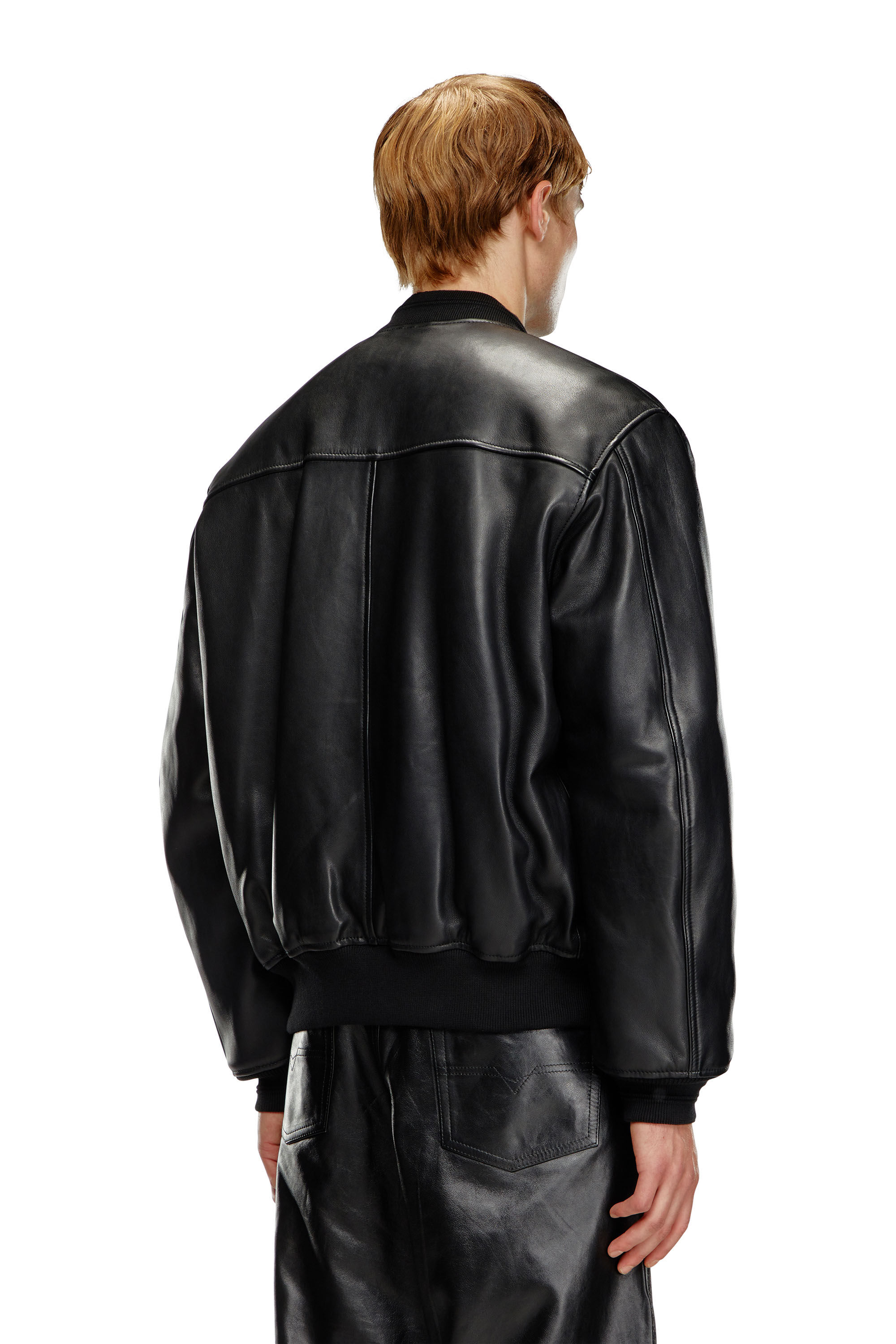 【高い素材】 Men's Leather bomber jacket | Black | Diesel ジャケット・アウター