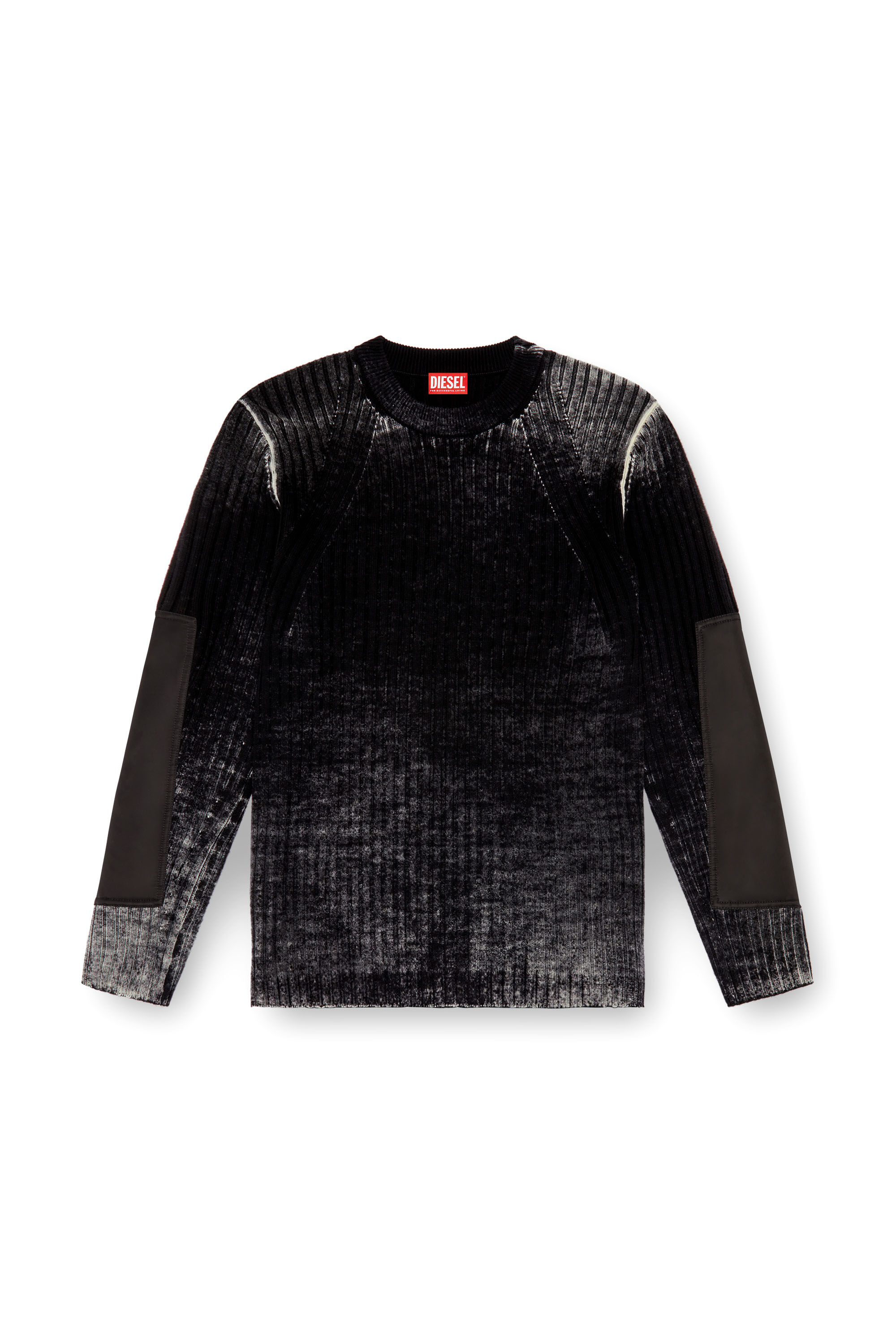 Men s Wool jumper with elbow patches Black Diesel