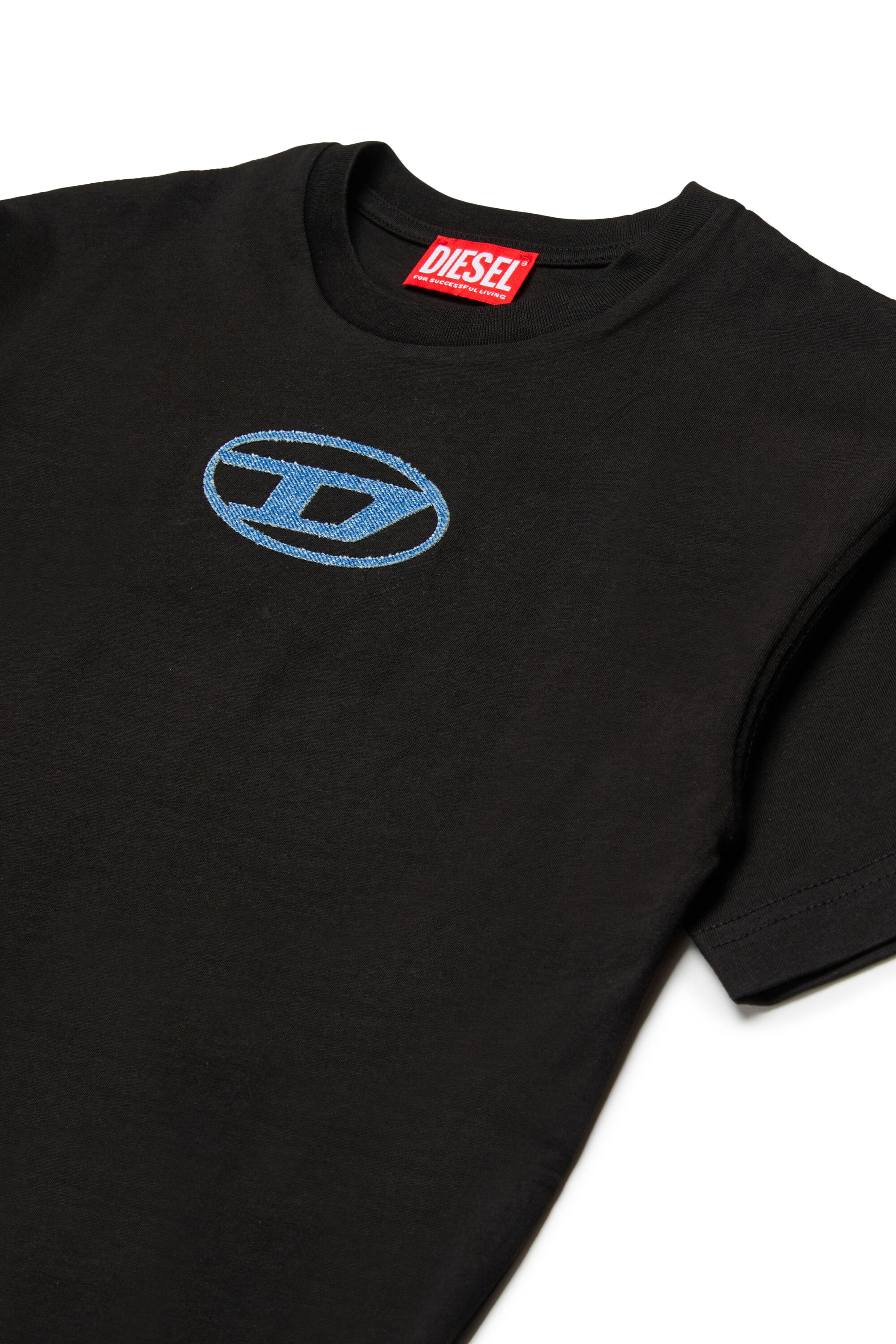 Diesel - TLOGY OVER, Man's Cotton T-shirt with denim Oval D in Black - 3