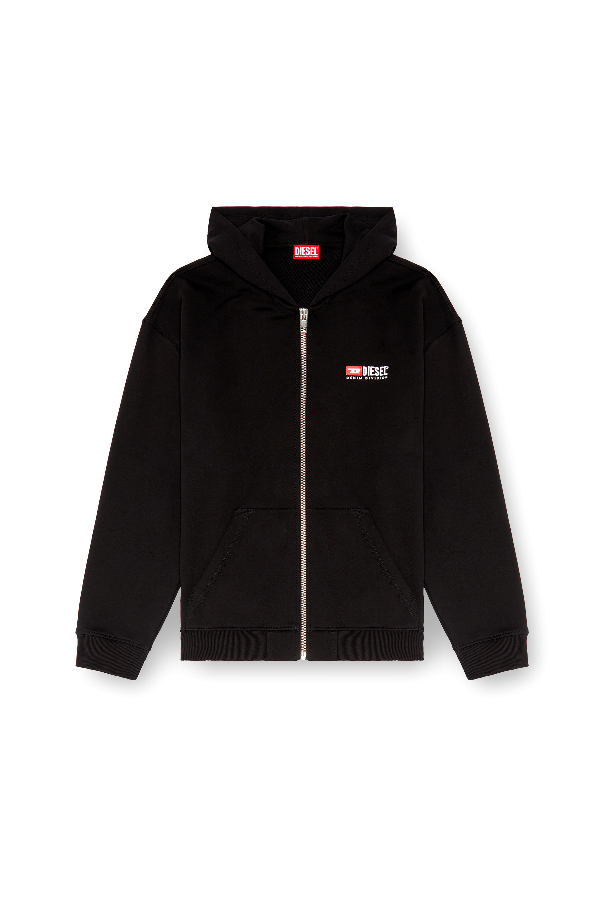 Men's Zip-up hoodie with Diesel embroidery | Black | Diesel