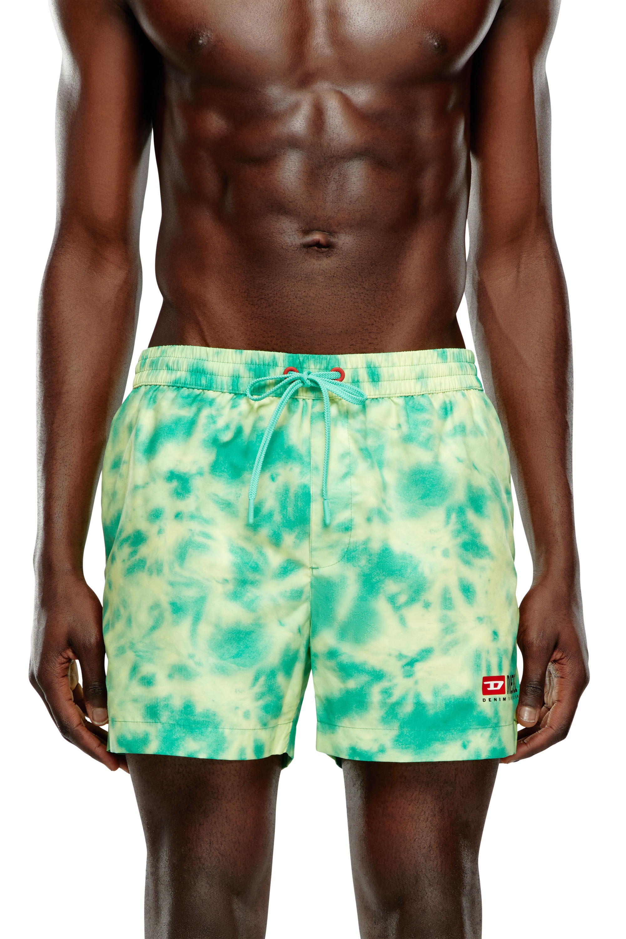 Men's Mid-length swim shorts with tie-dye print | Multicolor | Diesel