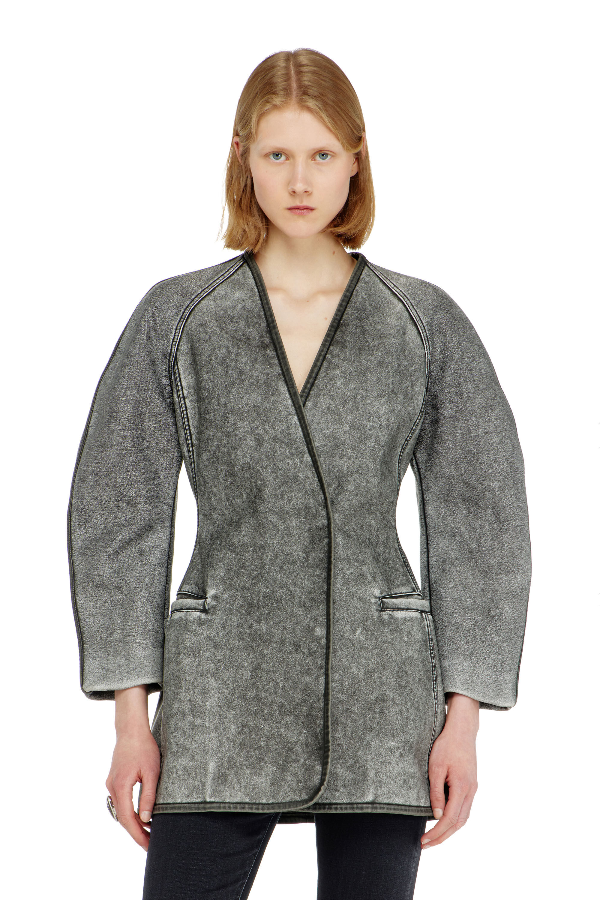 Diesel - G-ALAX, Woman's Cardigan jacket with cocoon sleeves in Grey - 3