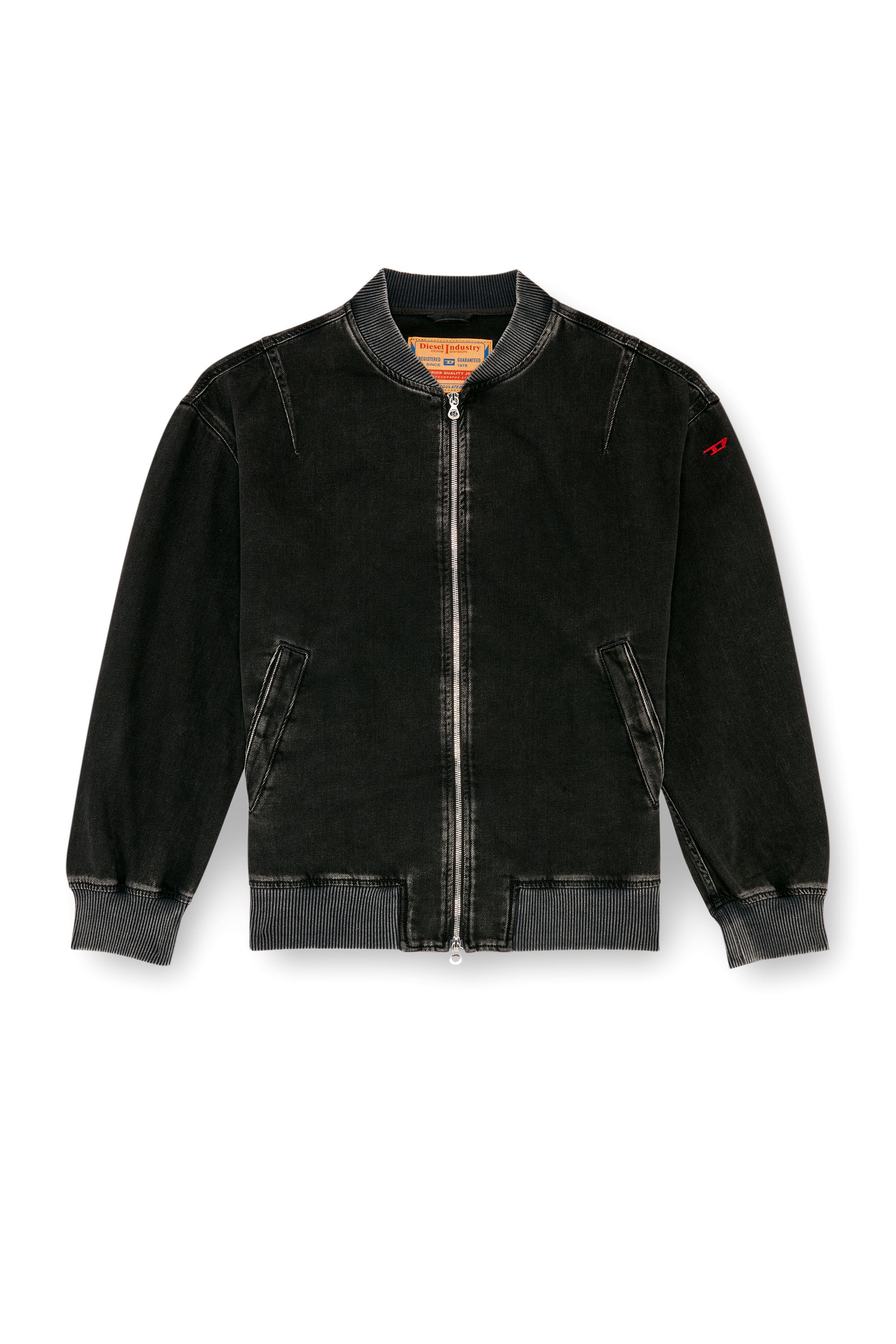Men s Bomber jacket in clean wash denim Black Diesel
