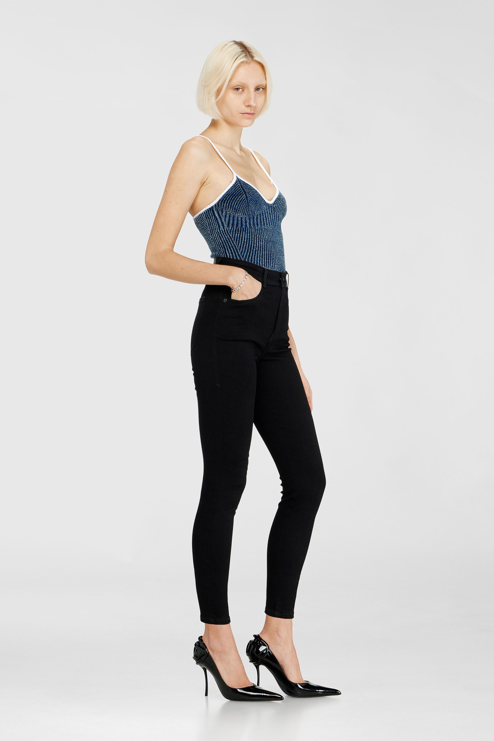 diesel archive black skinny jeans エディ 1984 SLANDY-HIGH Woman: Super Skinny Stretch Jeans | Black/Dark