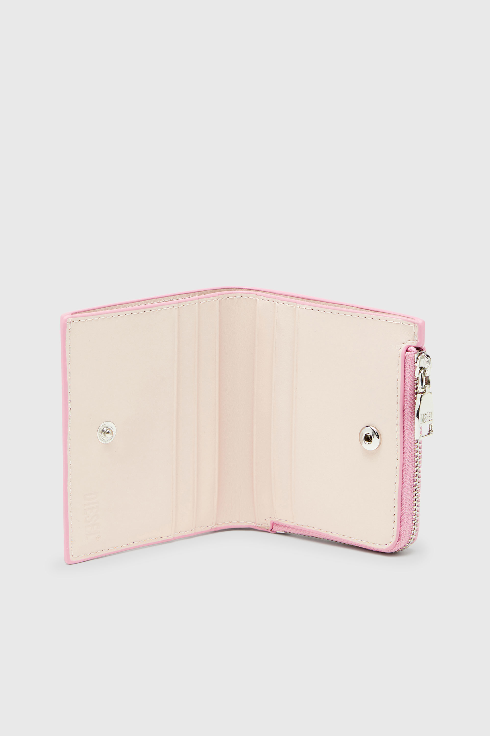 Diesel - PLAY BI FOLD ZIP L, Woman's Bi-fold wallet in glossy PU in Pink - 3