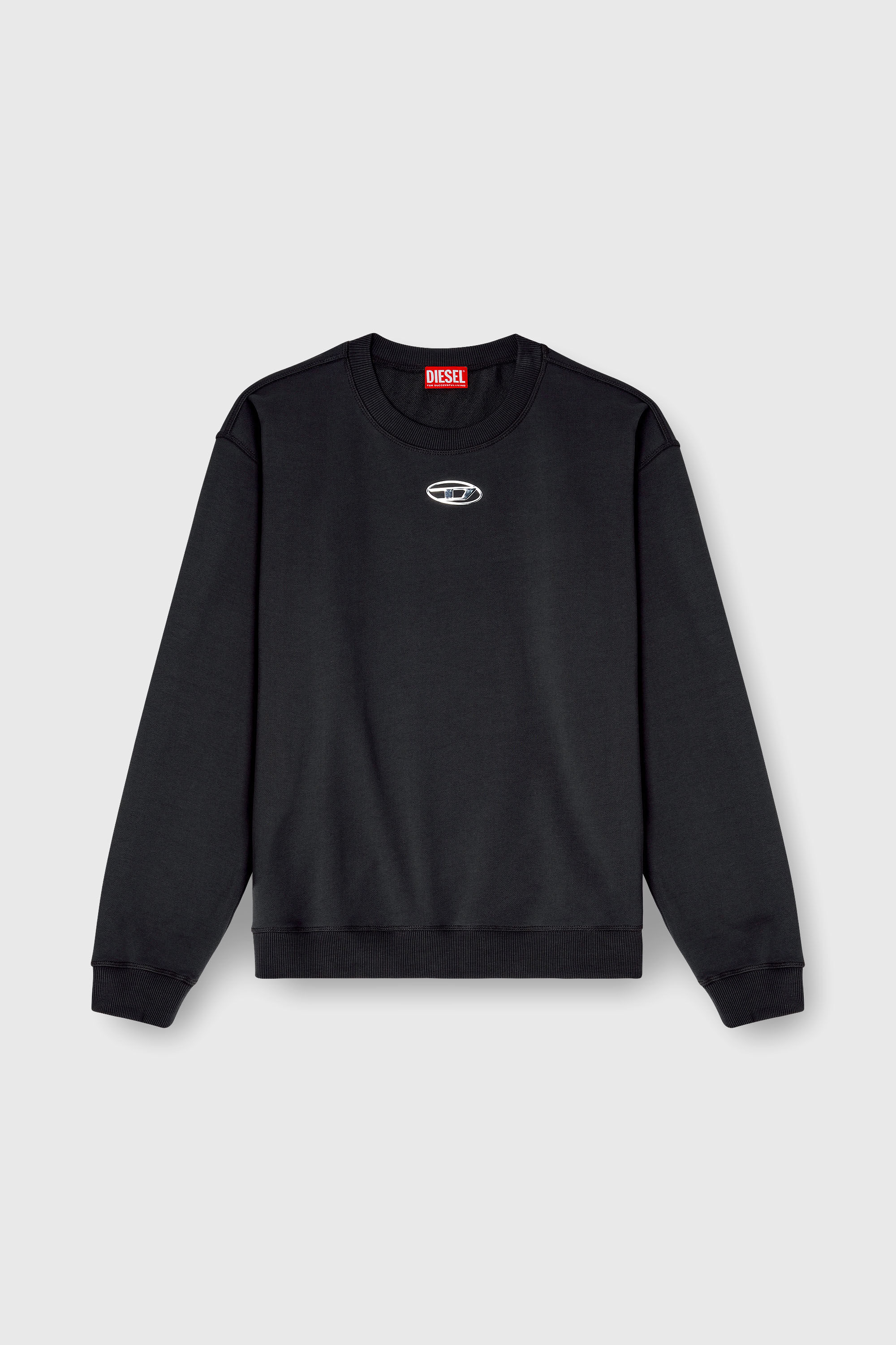 Men's Regular sweatshirt with metallic Oval D | Black | Diesel TR