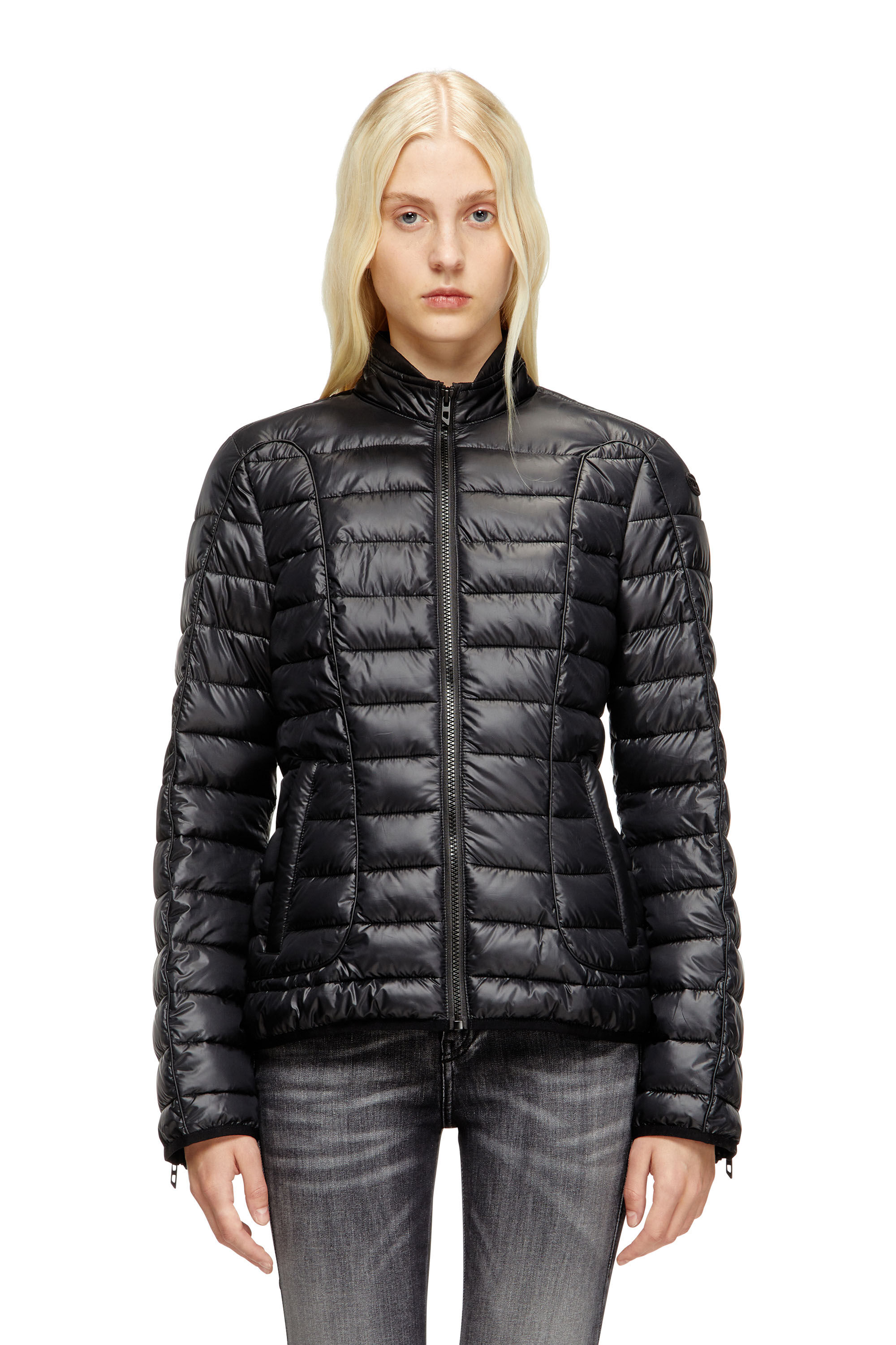 Women's Puffer jacket with biker details | Black | Diesel