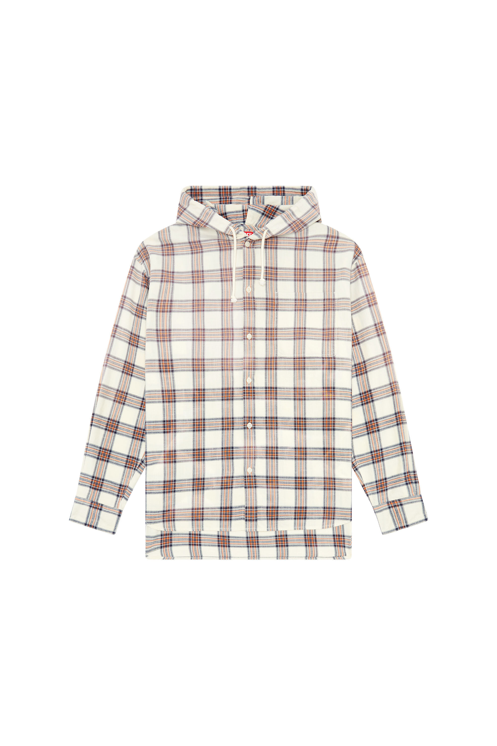 Men's Hooded overshirt in check cotton flannel | Multicolor | Diesel