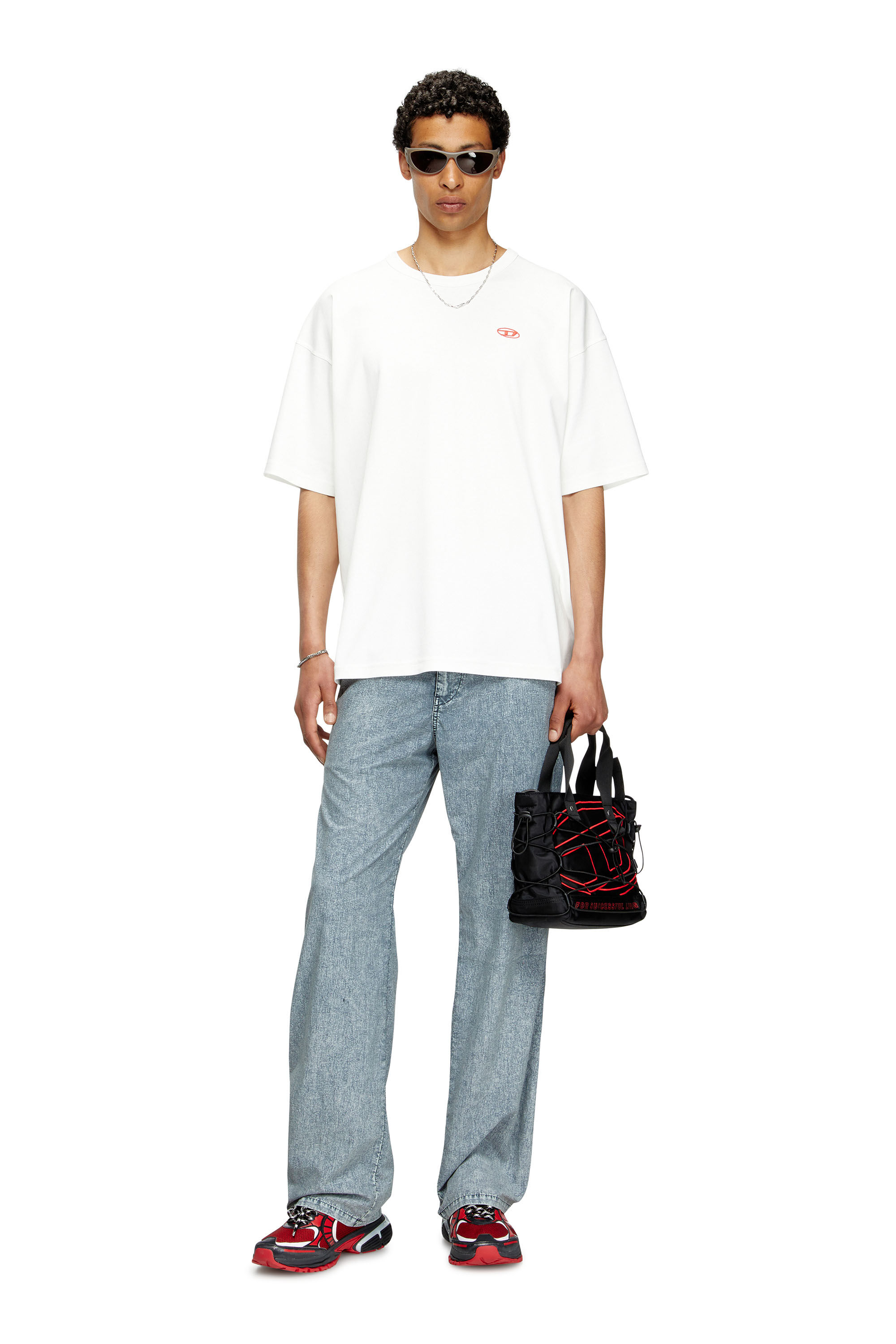 【関税込み】Diesel レッド＆ホワイト T-Boxt-R13 Tシャツ T-BOXT-R13 T-shirt with trompe l'oeil cracked print｜マルチ