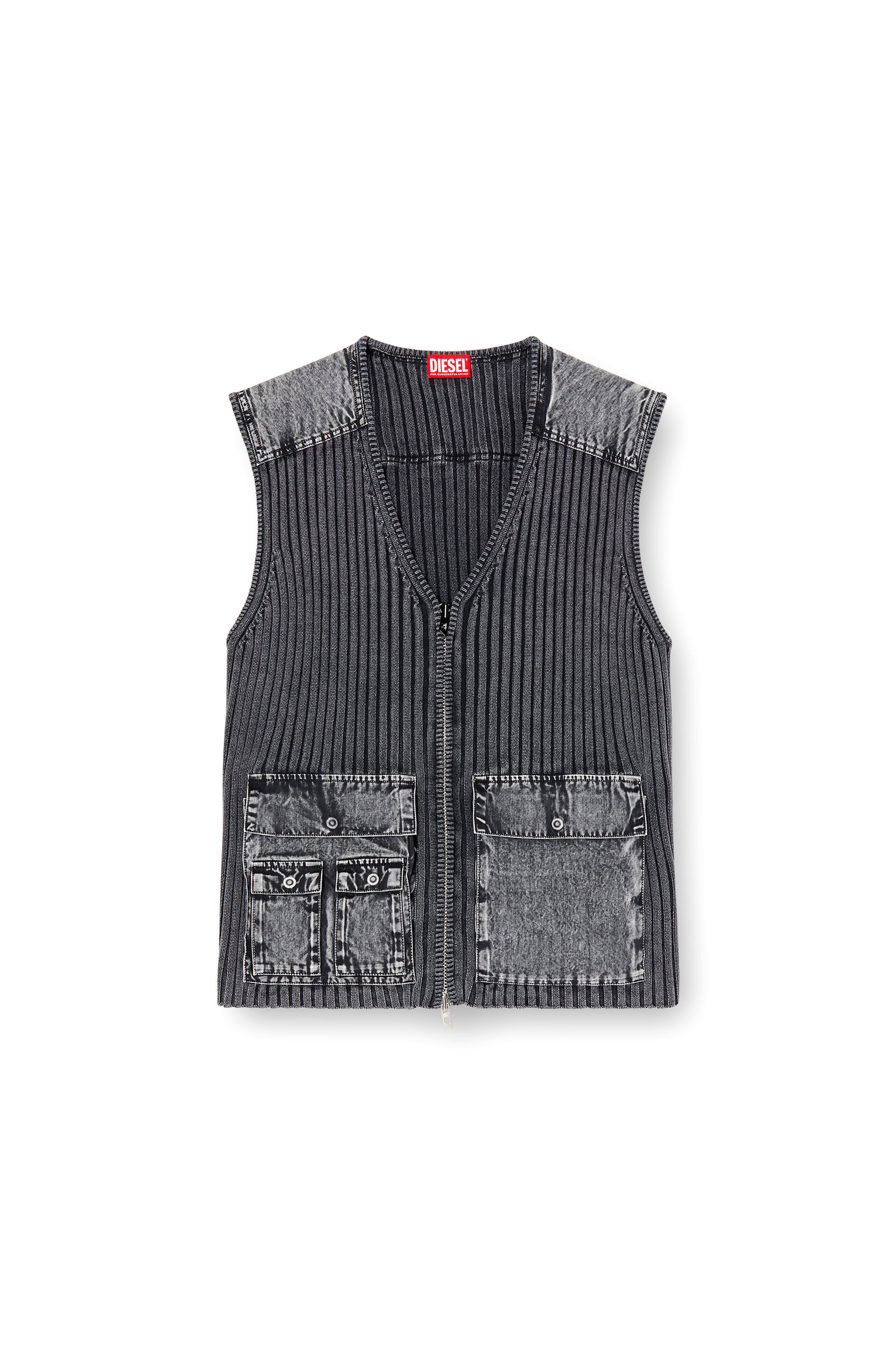 Men's Utility vest with contrast panels | Grey | Diesel