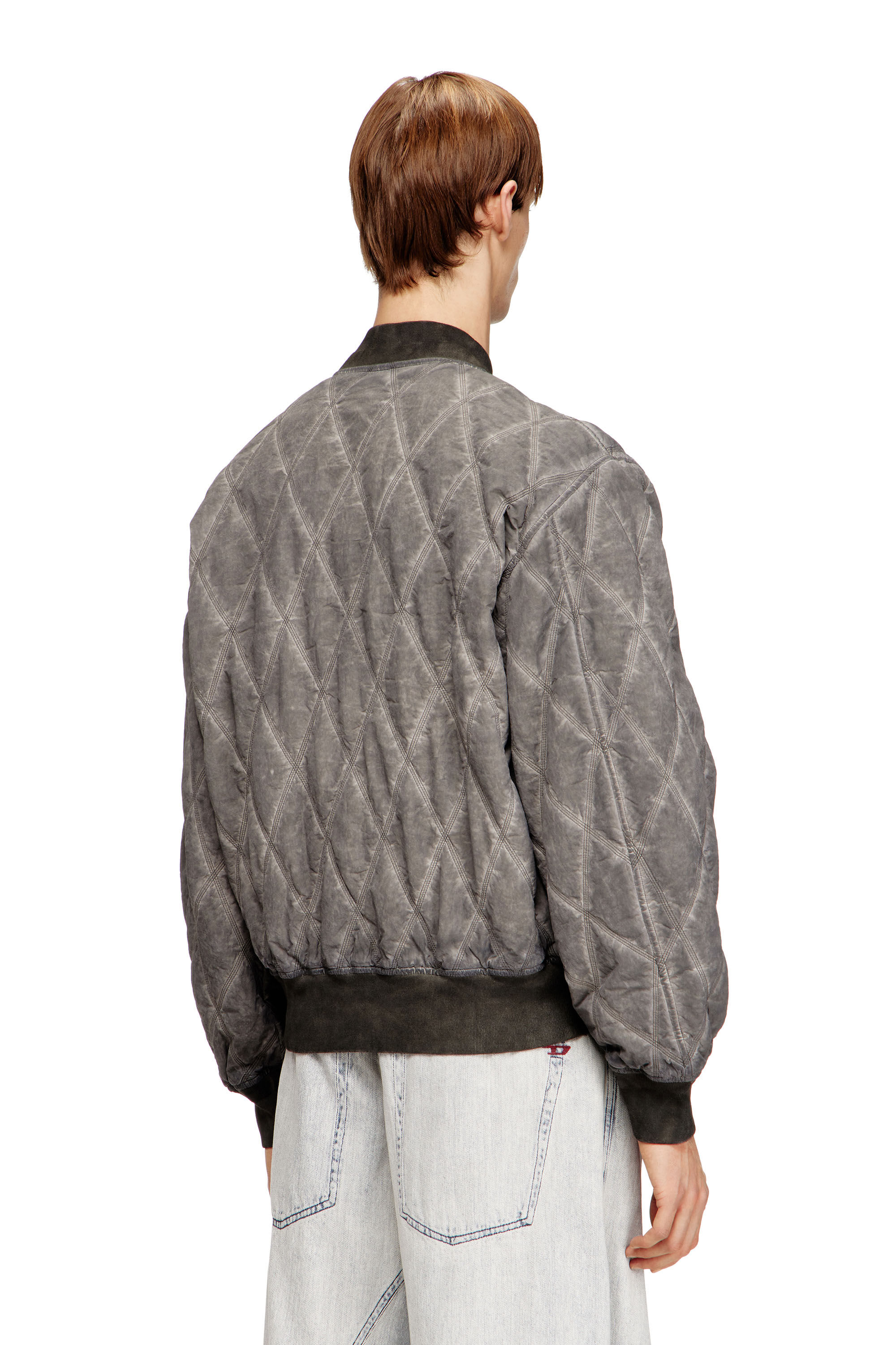 Men's Padded argyle-quilted bomber jacket | Grey | Diesel TR