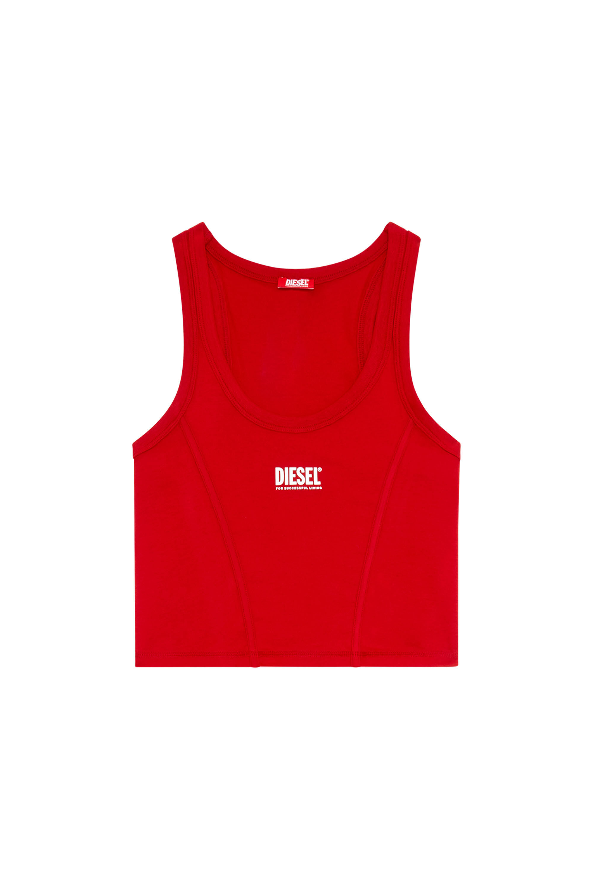 Women's Cropped tank top with chest print | Red | Diesel