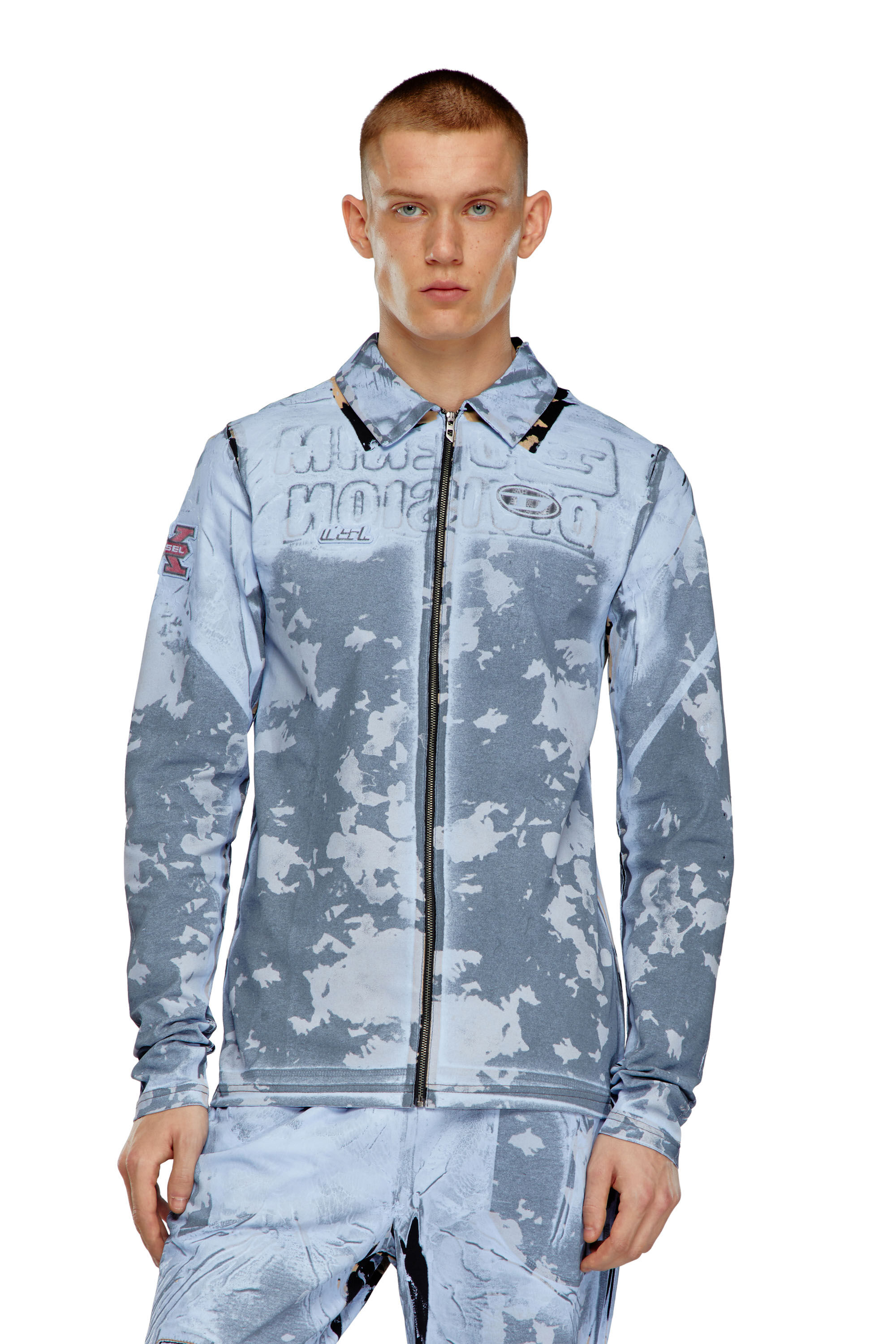 Diesel - S-CORSE-P1, Unisex Zip shirt in coated jersey in Blue - Image 4