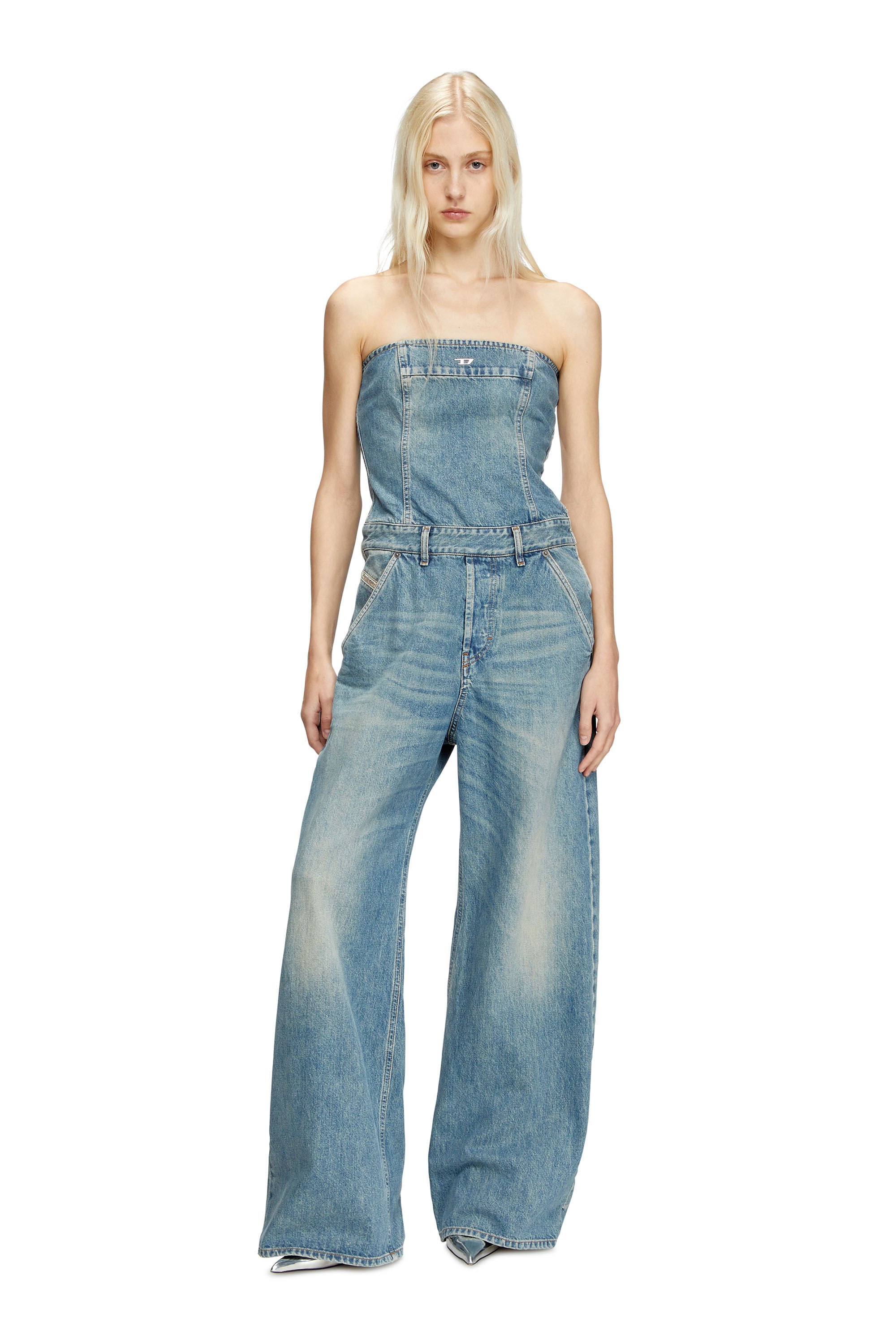 在庫処分セール テ Women's Diesel | Blue | jumpsuit strapless Denim パンツ