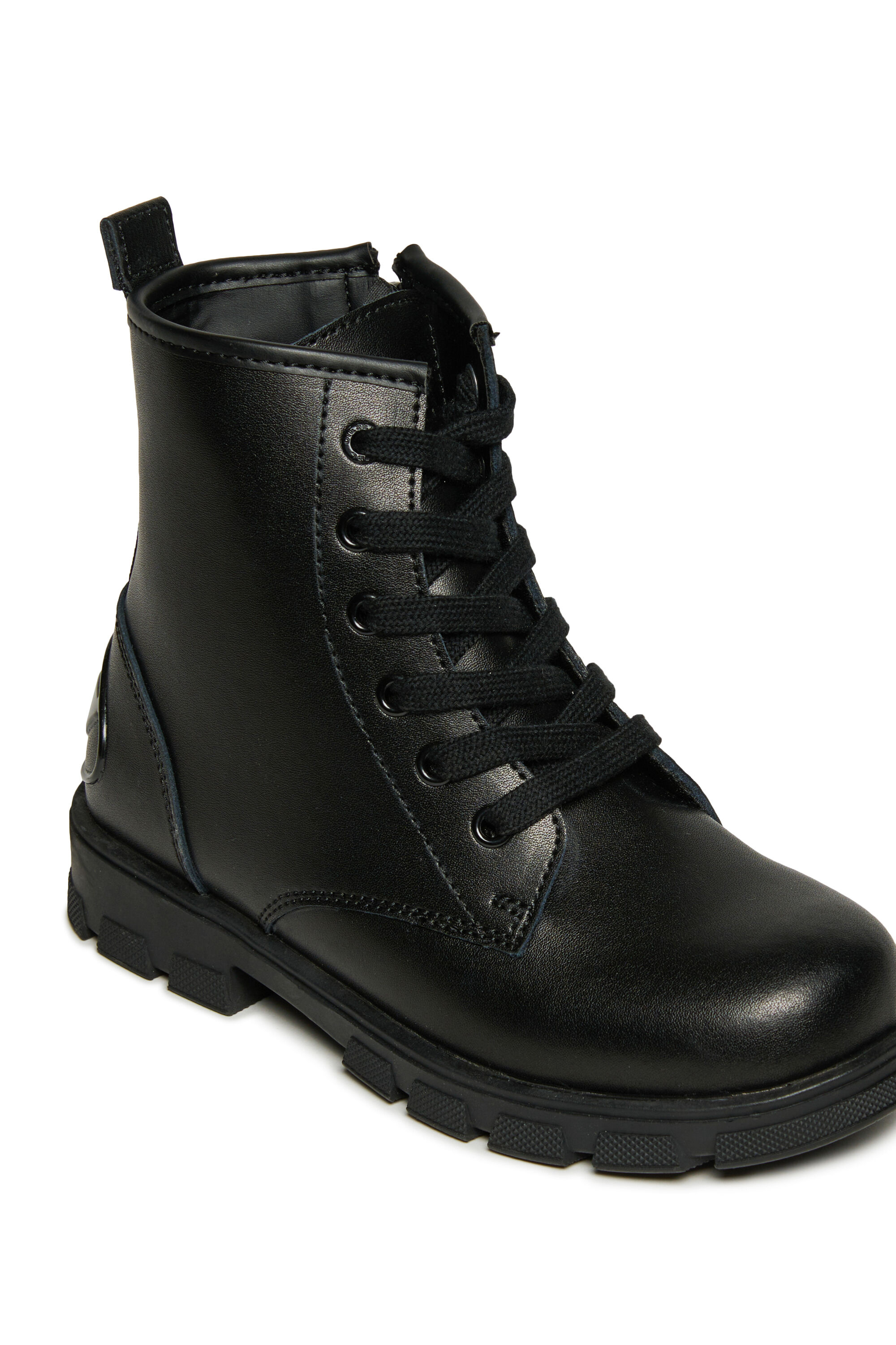 Diesel - D-HAMMER AK LACE, Unisex's D-Hammer Leather Boots with Side Zip in Black - 4
