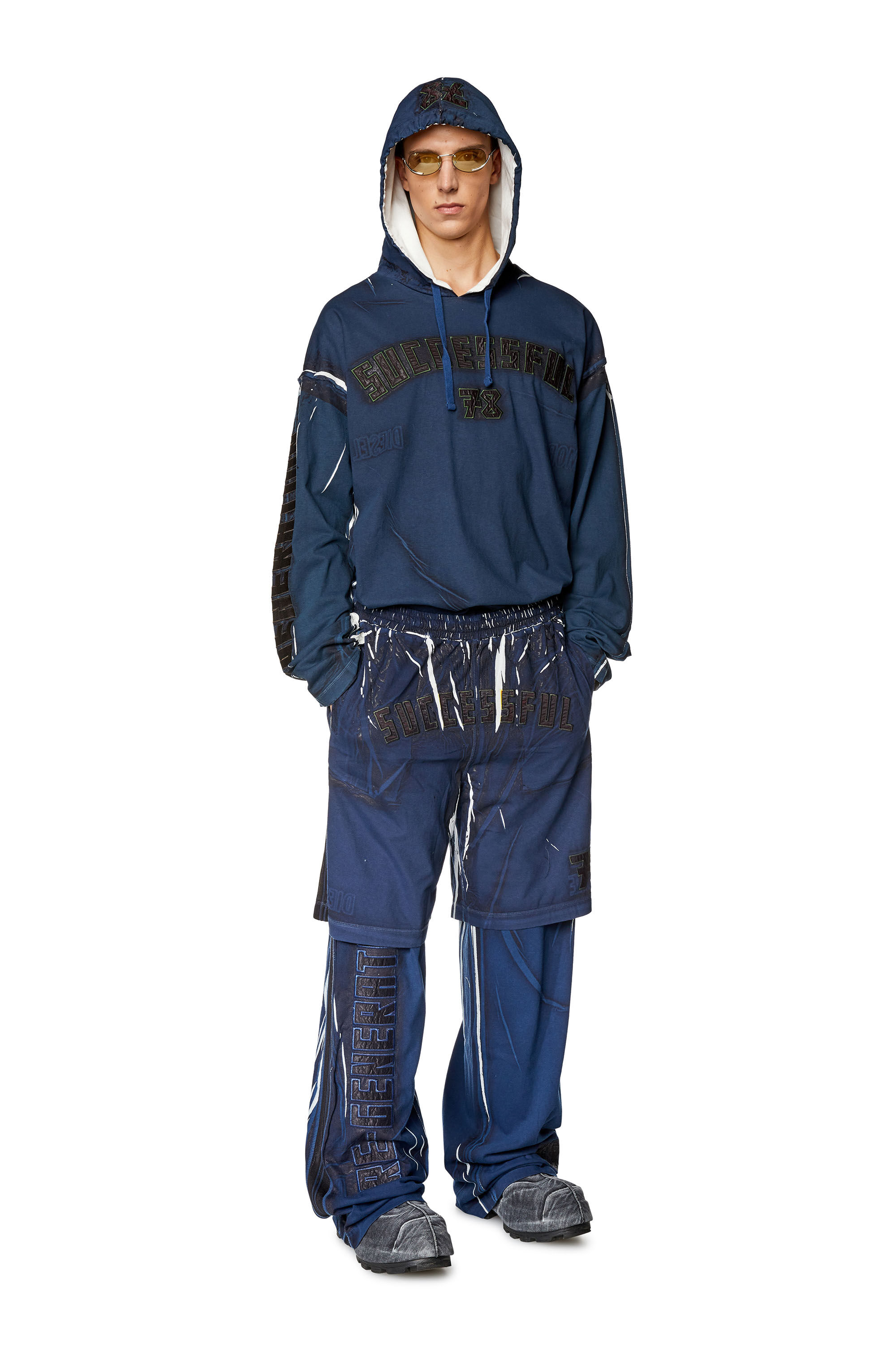 Men's Track pants with shadowy overprint | Blue | Diesel