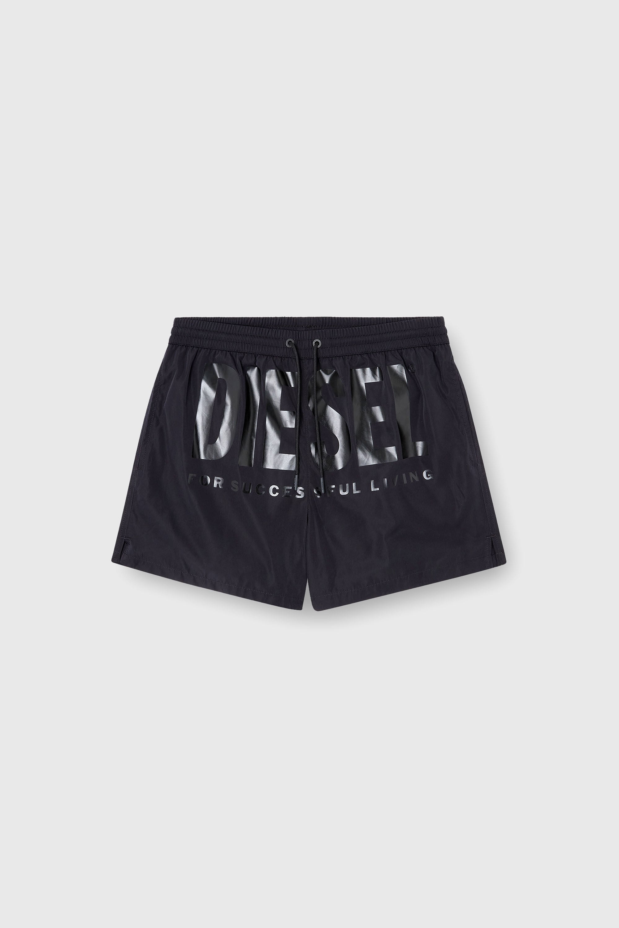 Men's Mid-length swim shorts with maxi logo | Black | Diesel TR