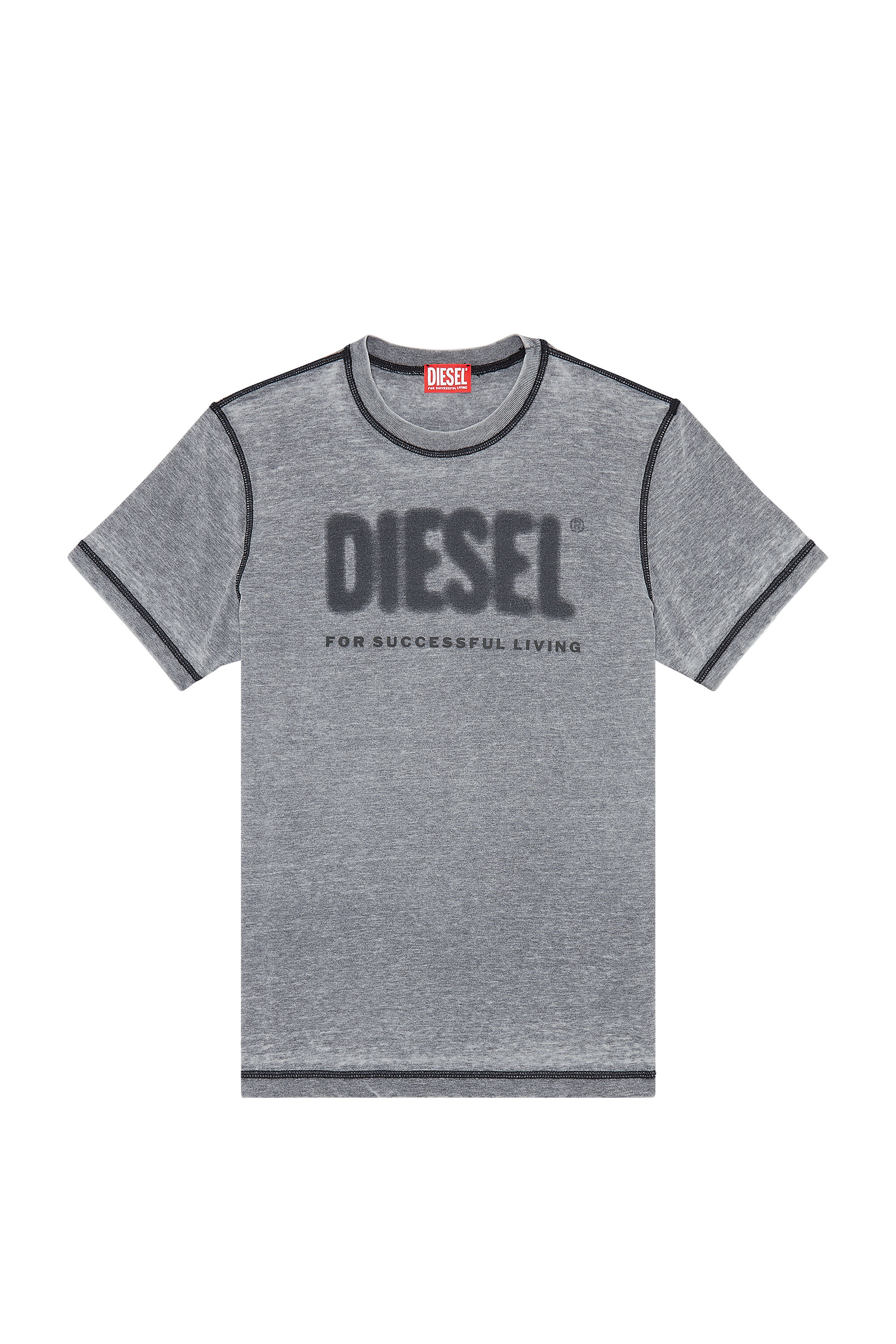 Men's T-shirt with burn-out logo | Grey | Diesel