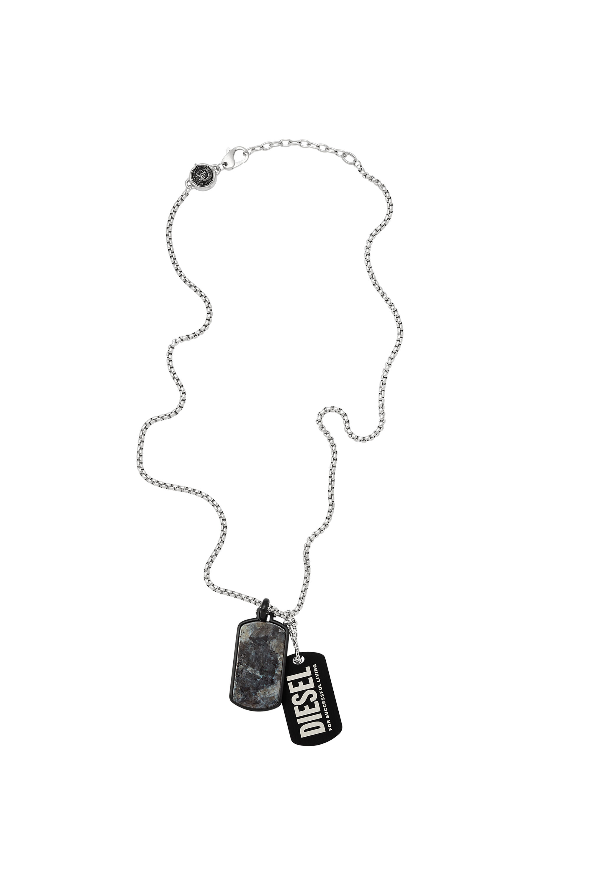 DX1327 Man: Labradorite and Stainless Steel Dog Tag Necklace | Diesel
