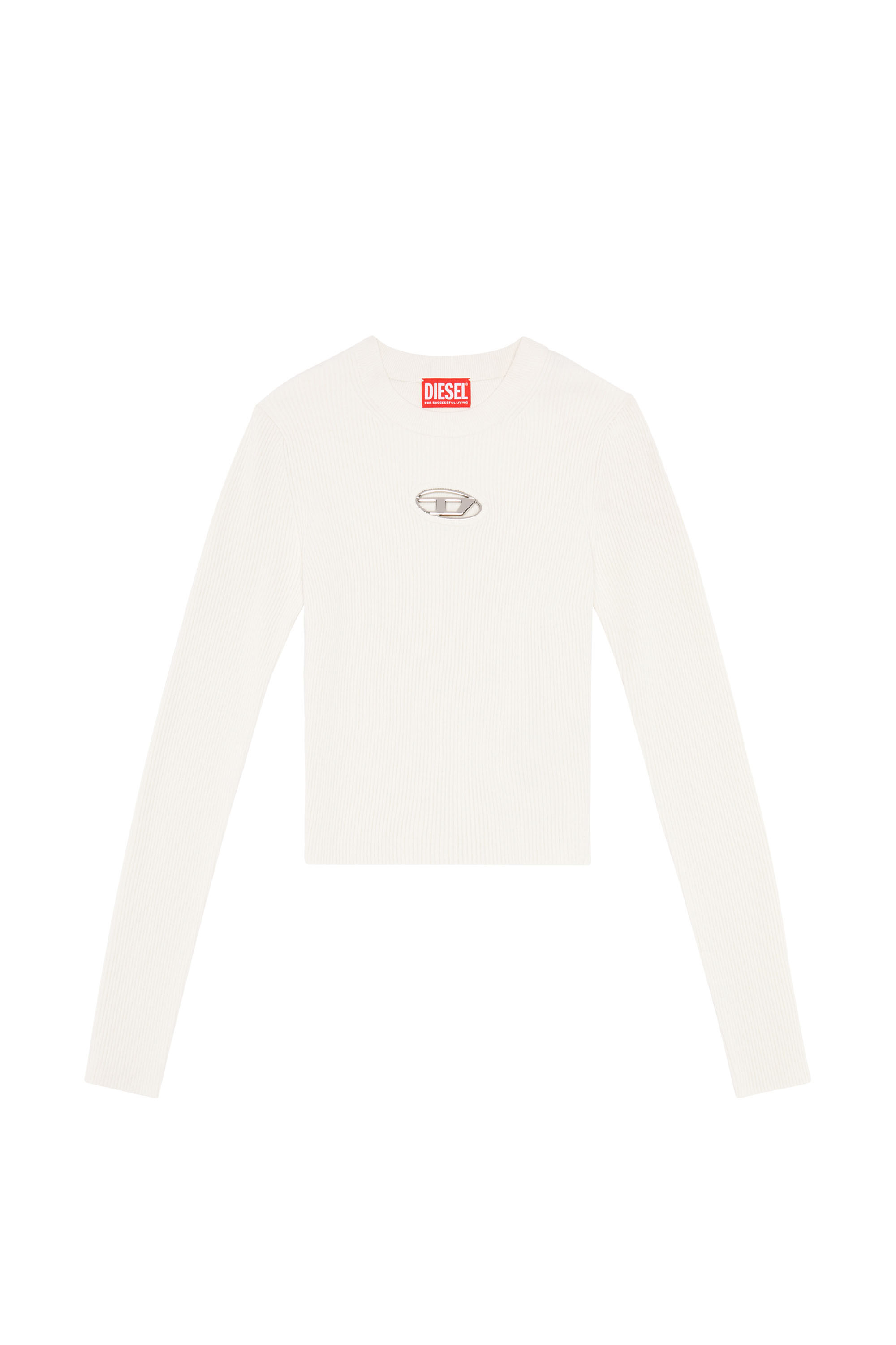 Women's Ribbed-knit long-sleeve top | White | Diesel