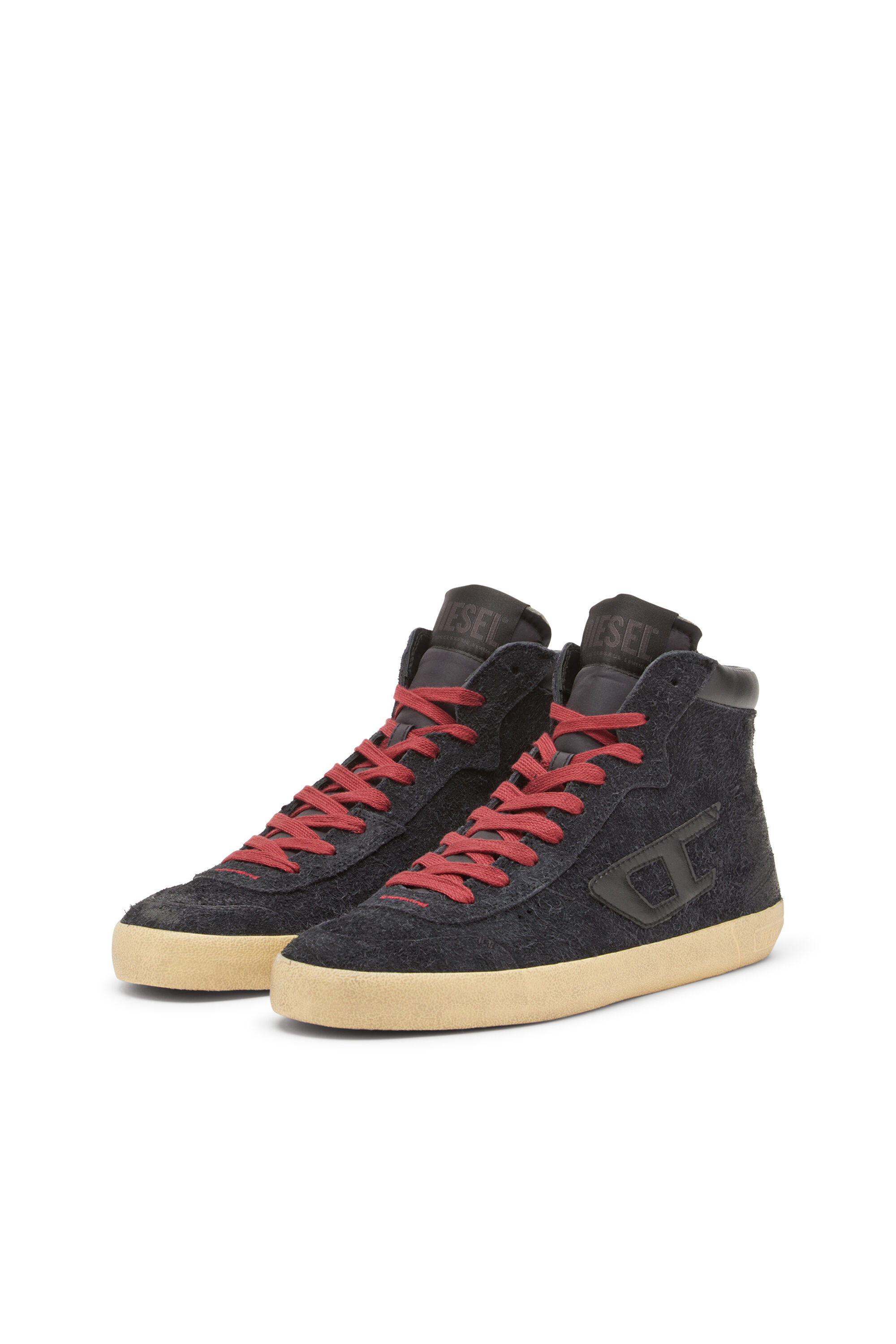 Men's S-Leroji-High-top sneakers in hairy suede | Black | Diesel