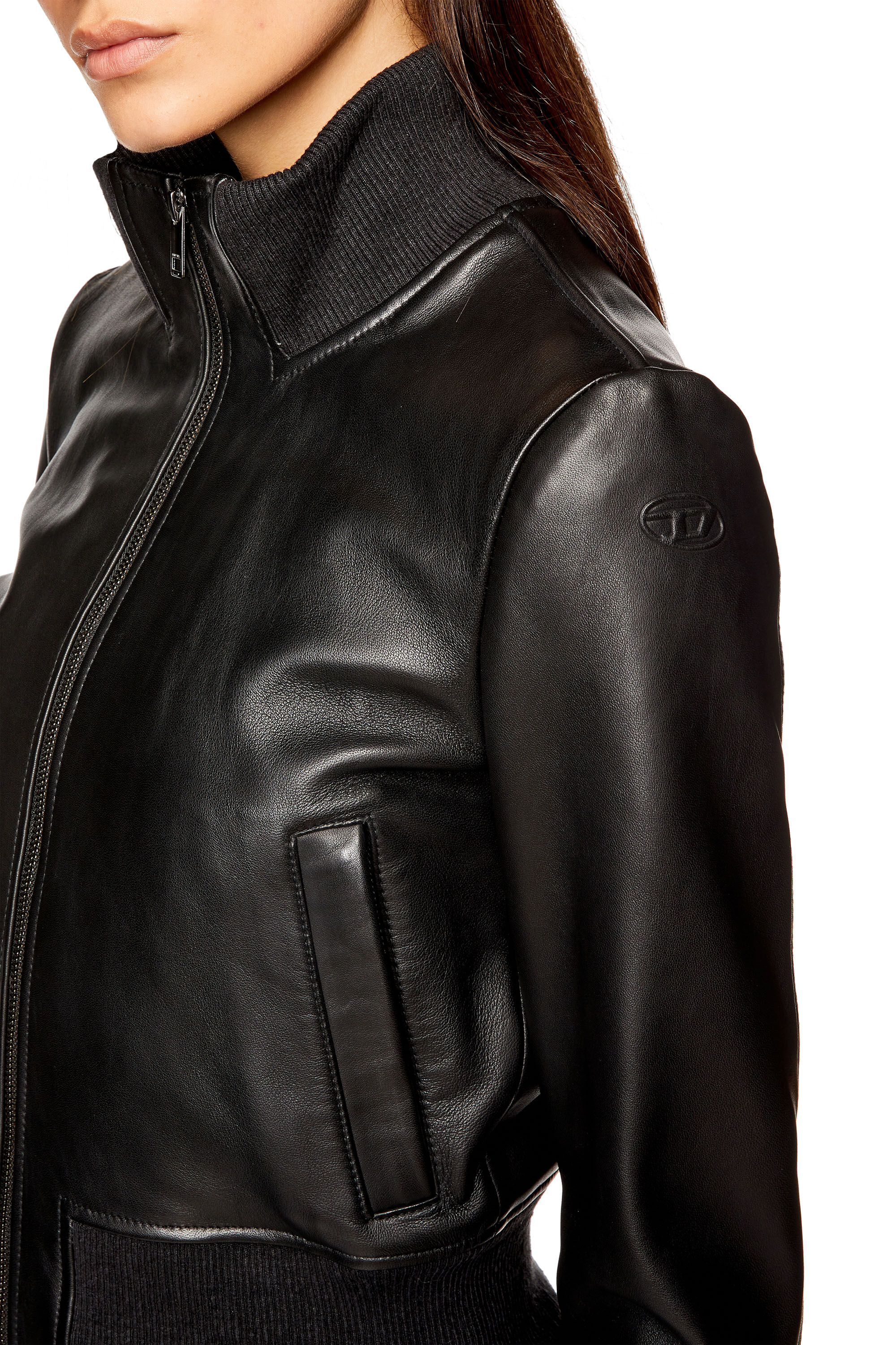 Diesel Kids leather-effect bomber jacket - Black