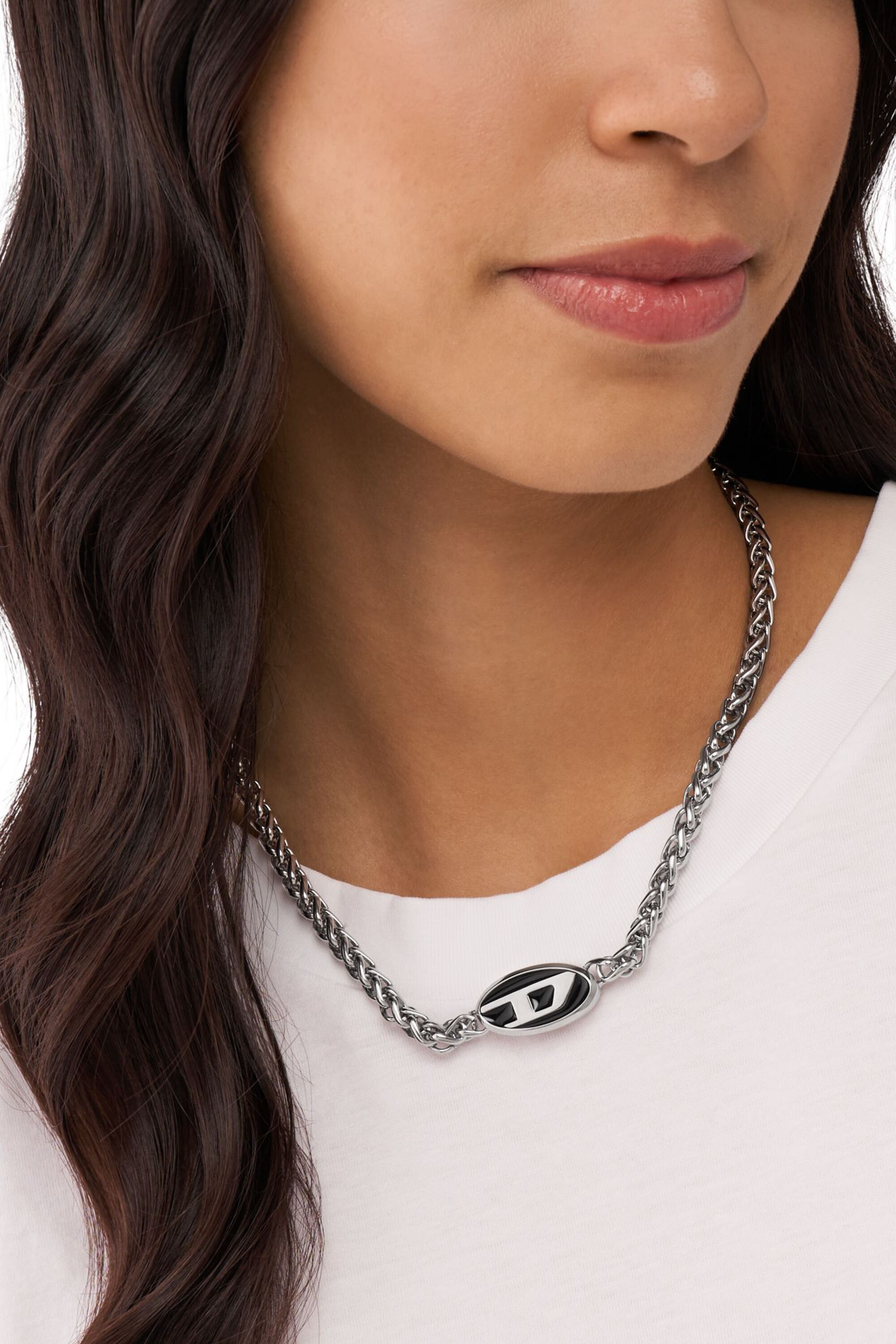 Women s Stainless steel chain necklace Silver Diesel