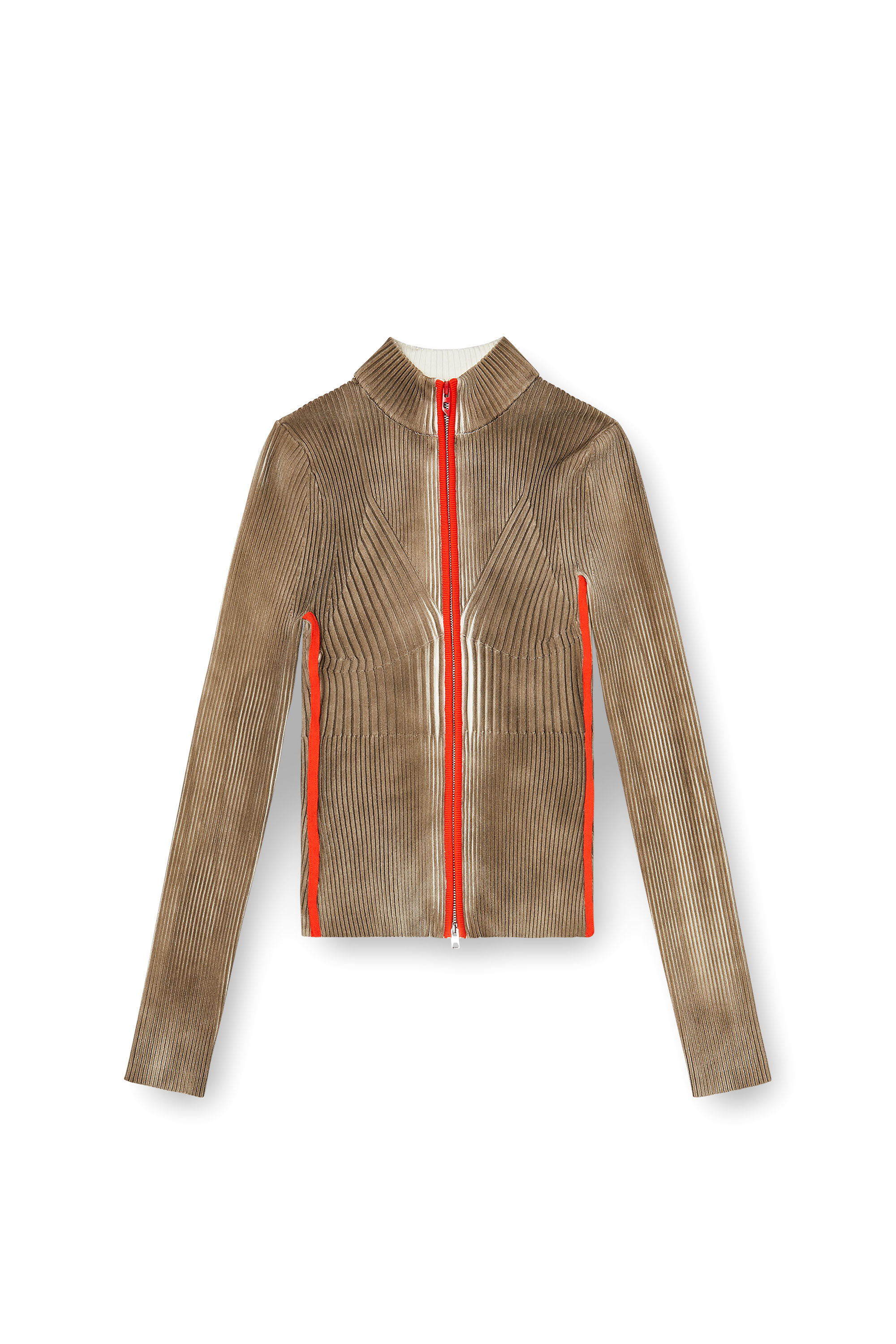 Diesel - M-SARMA, Woman's Ribbed zip cardigan with contrast bands in null - 2