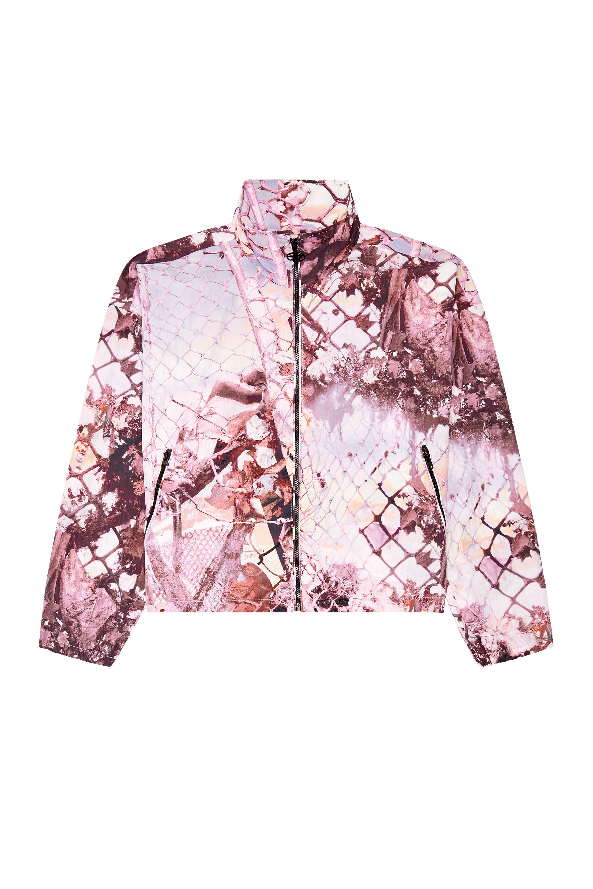 Women's Nylon windbreaker with abstract print | Pink | Diesel