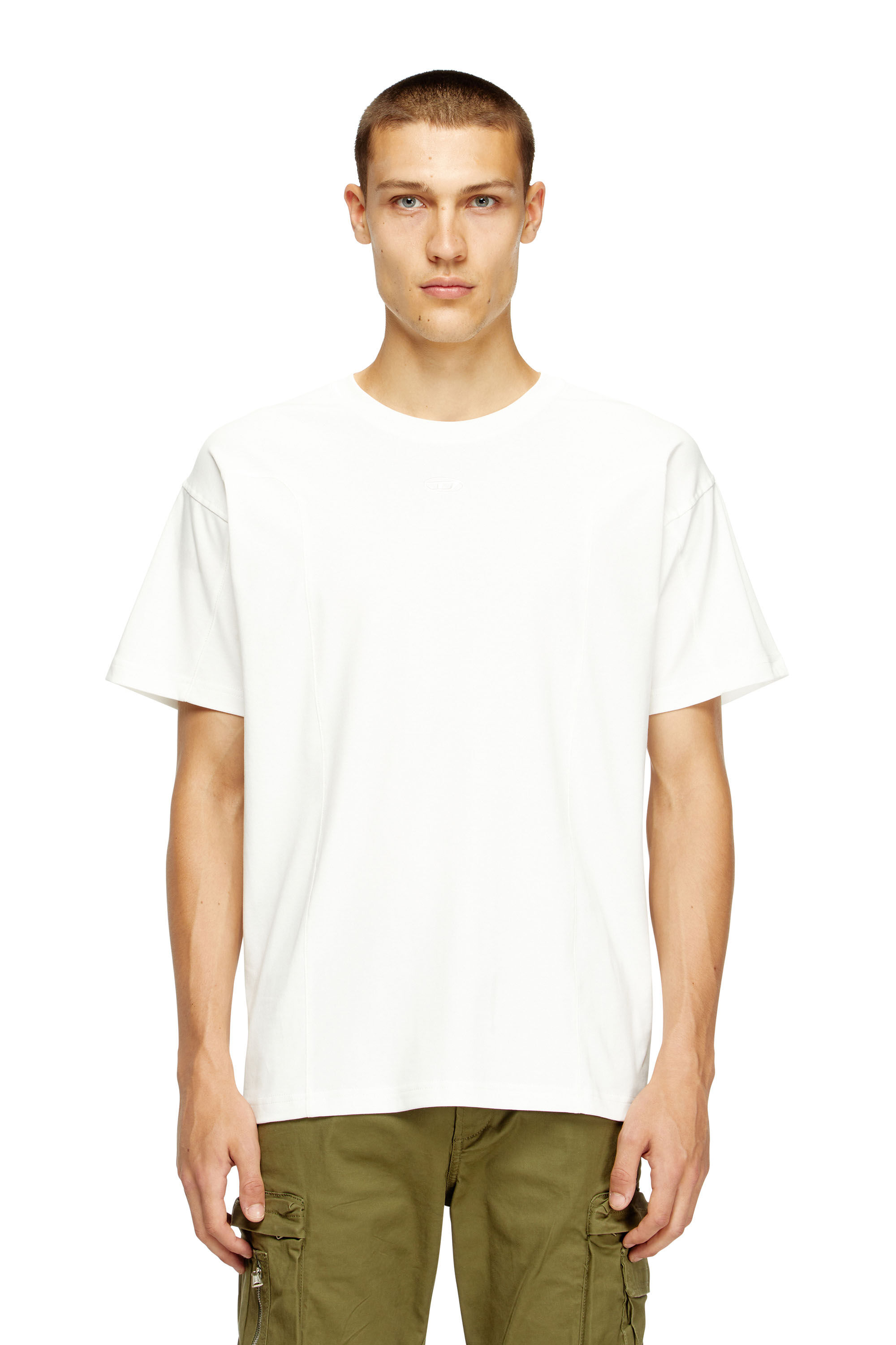 Men's T-shirt with solid color panels | White | Diesel TR