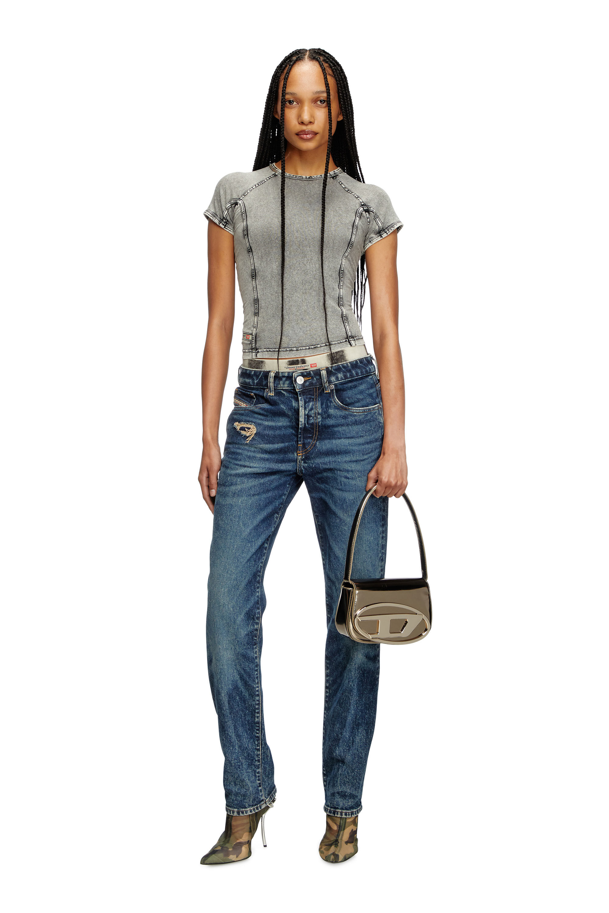 Women's 1DR-Iconic shoulder bag in mirrored leather | Brown Women's 1DR-Iconic shoulder bag in mirrored leather | Brown