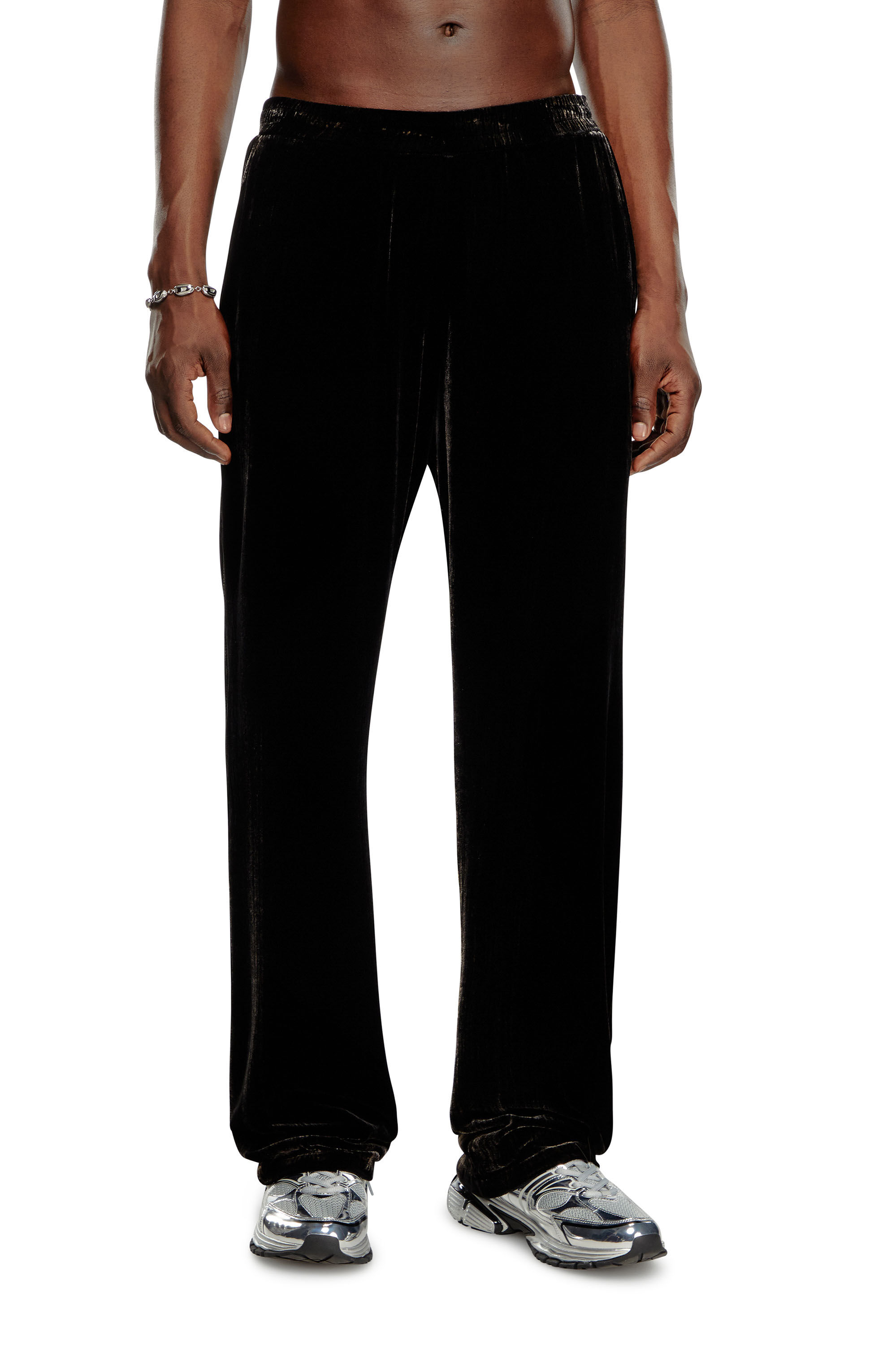 Men s Track pants in treated velvet Black Diesel