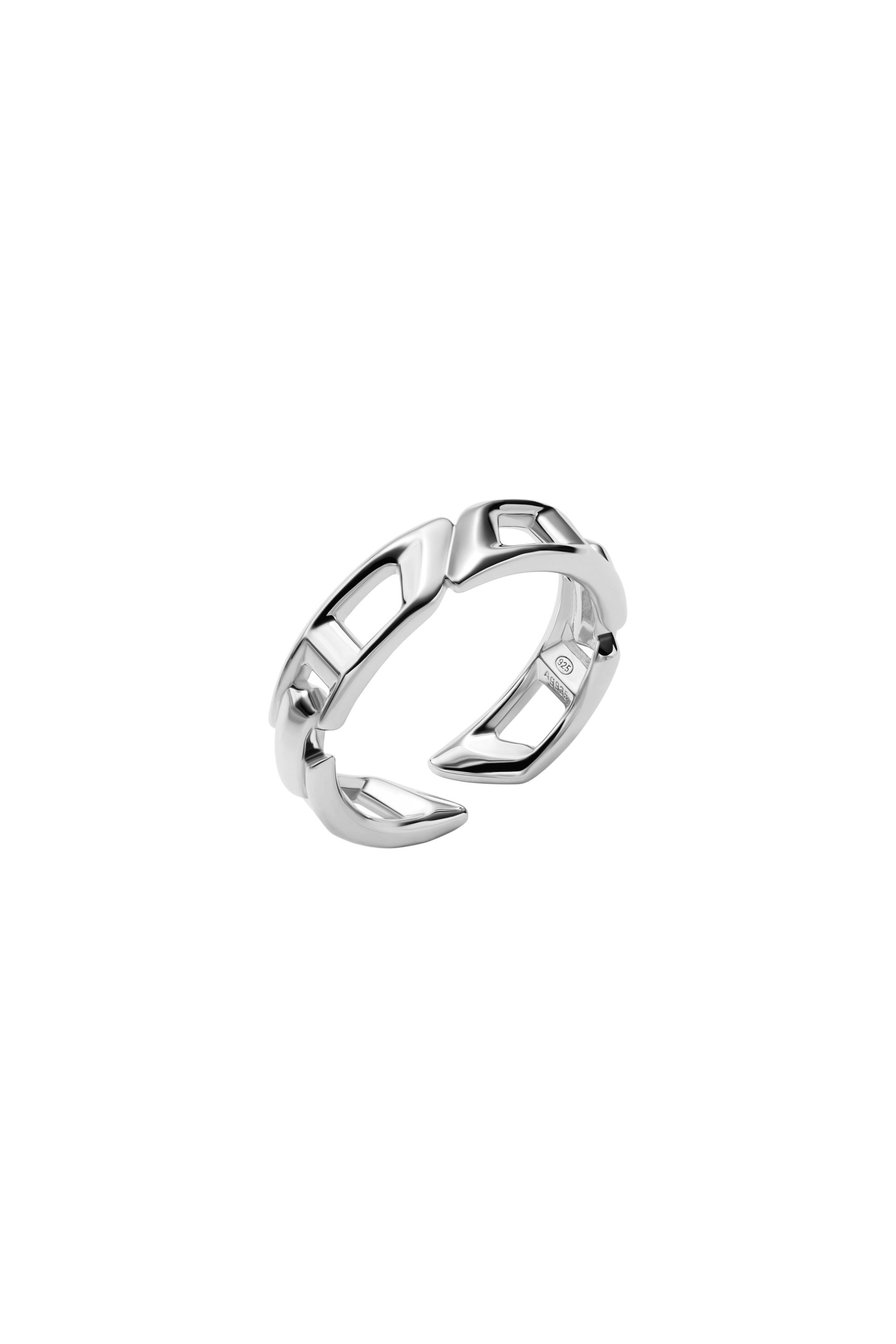 超人気の雑貨店 Women's Diesel | Silver | Ring Band Silver Sterling Logo D アクセサリー
