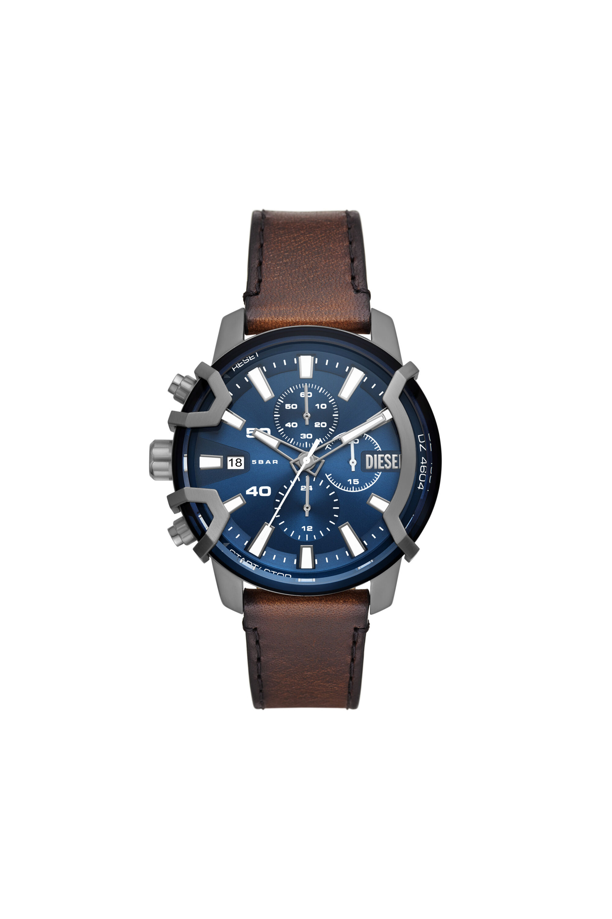 DZ4604 Griffed Chronograph Brown Leather Watch Diesel